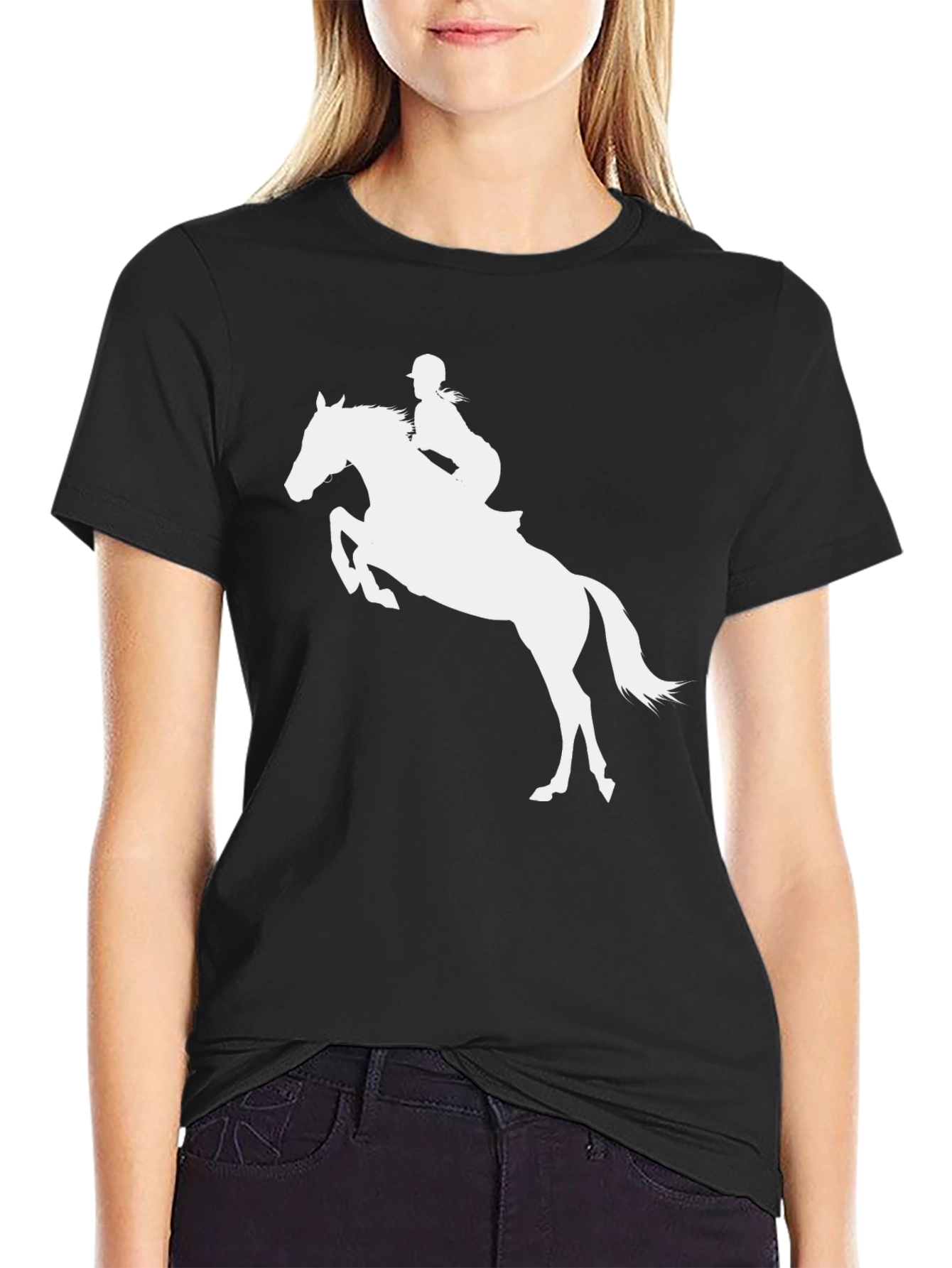 Black Equestrian Horse Riding T-Shirt - Black view 2