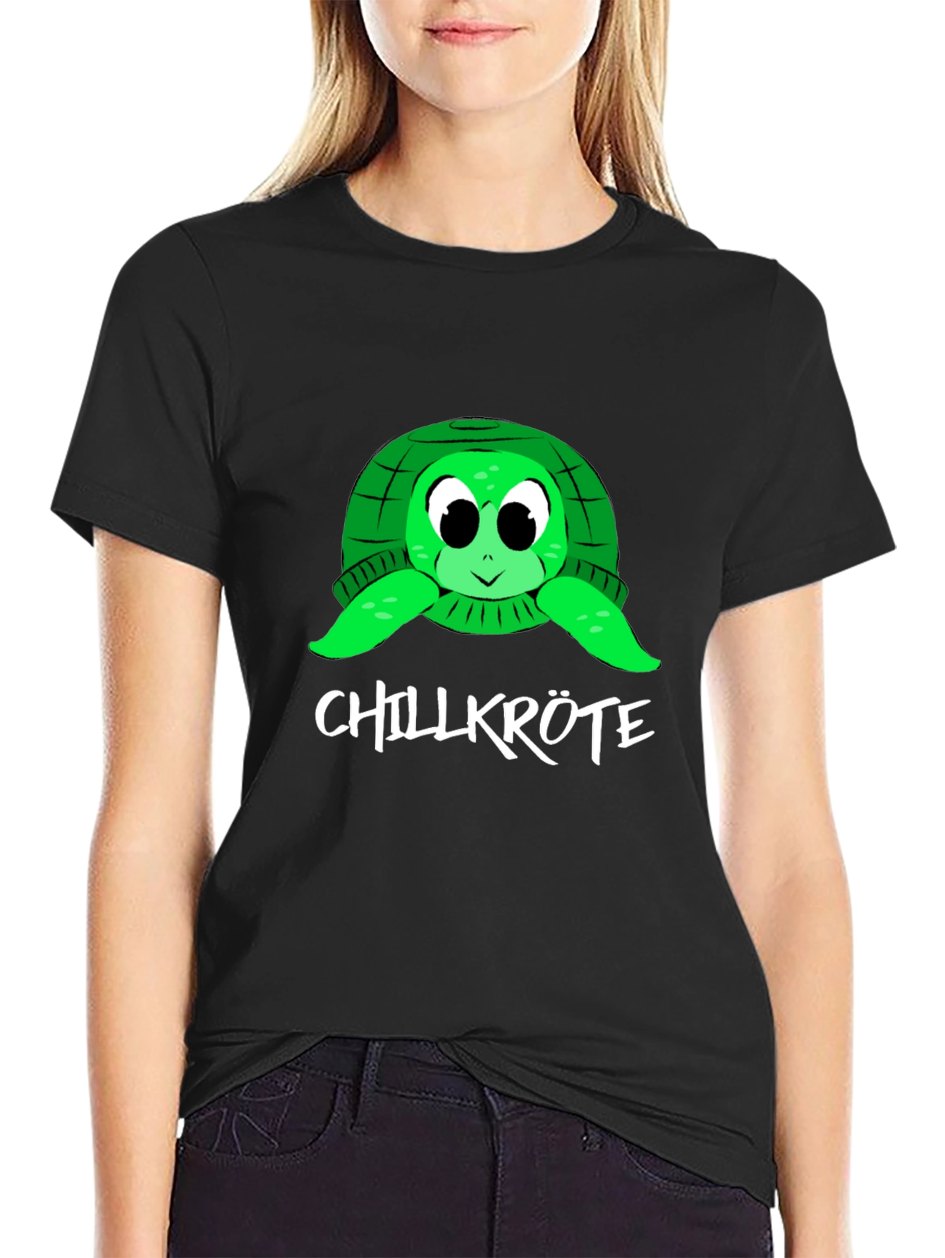 Black Chillkröte Turtle Graphic T-Shirt view 2
