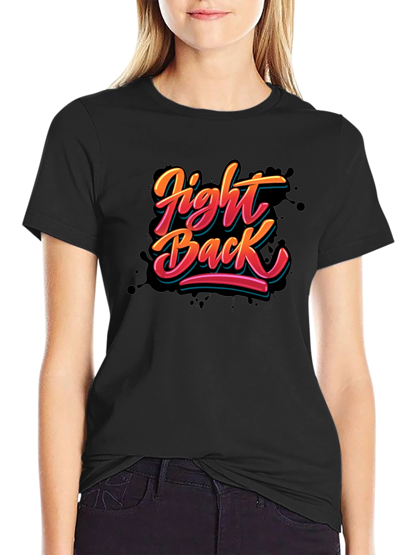 Black Fight Back Graphic T-Shirt - Bold Statement Tee view 2