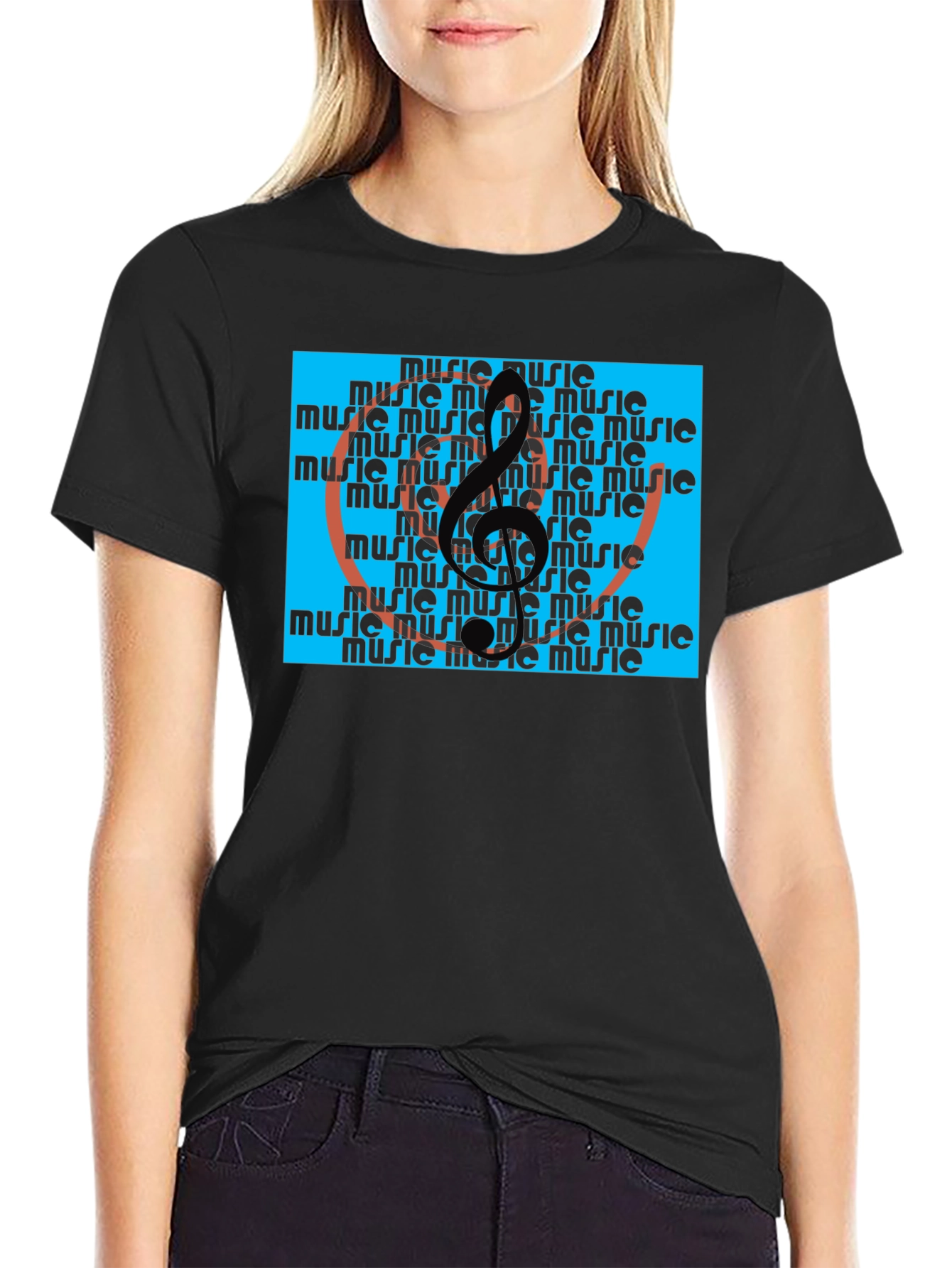 Black Music Note T-Shirt view 2