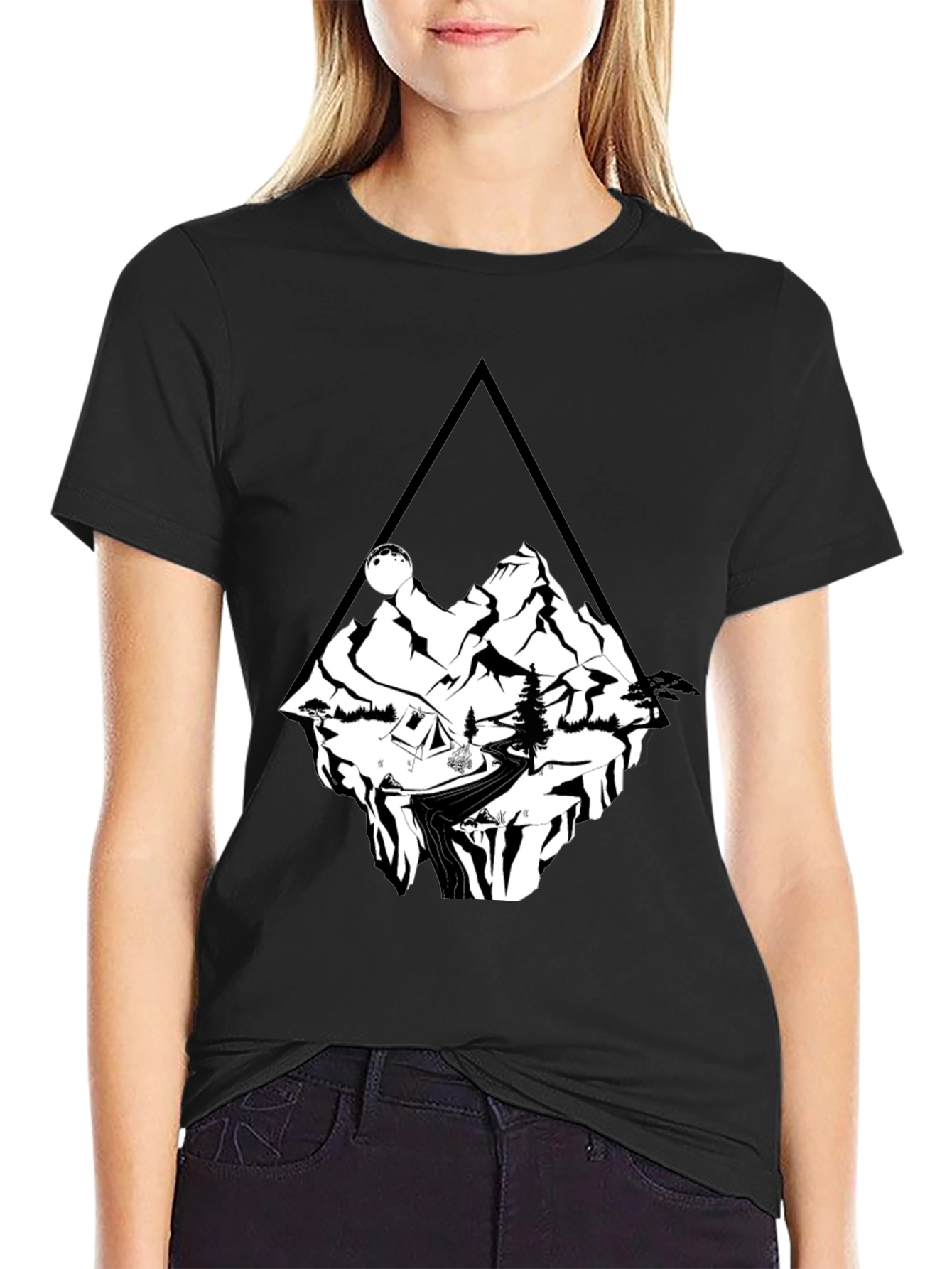 Black Mountain Adventure T-Shirt - Black Cotton Tee view 2