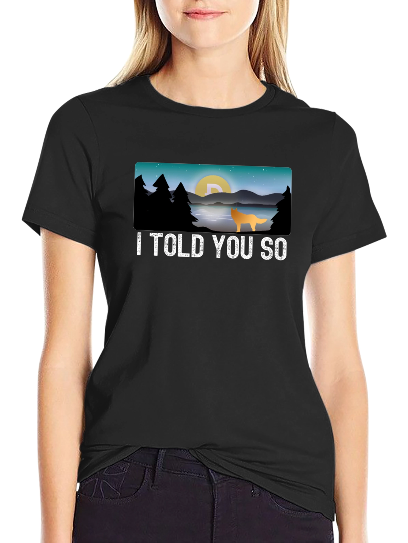 Black I Told You So Dogecoin Moon T-Shirt view 2