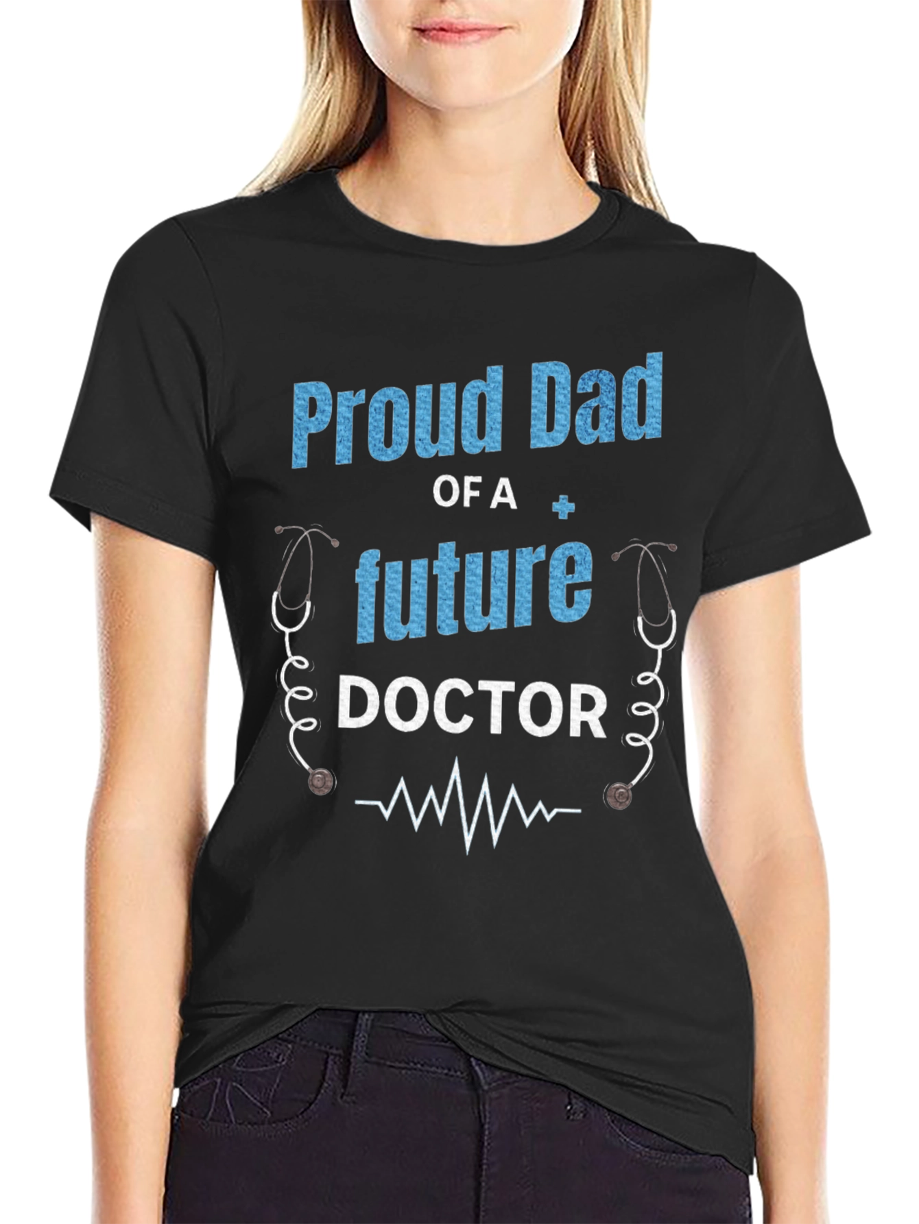 Black Proud Dad of a Future Doctor T-Shirt view 2