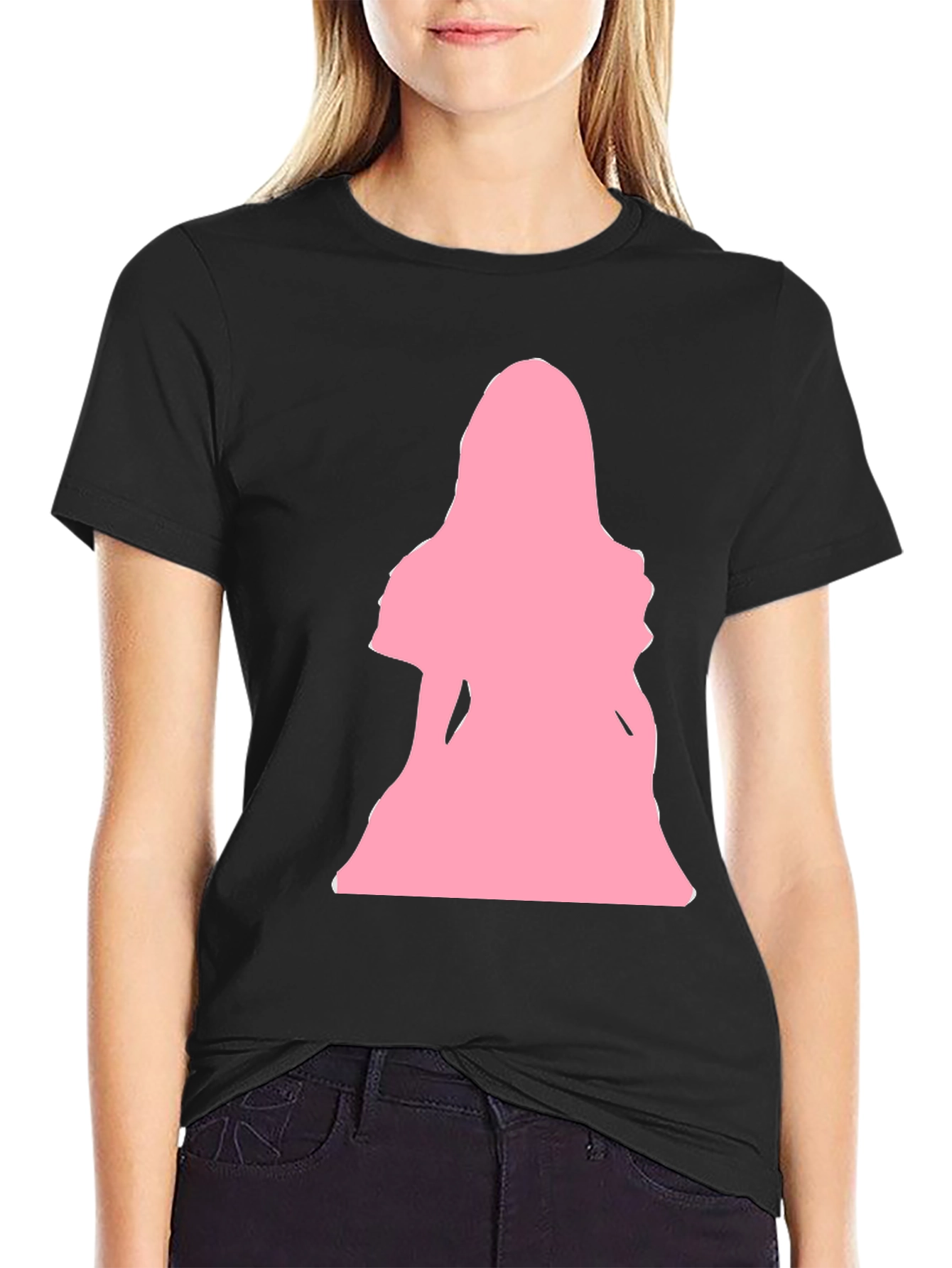 Black Pink Silhouette Graphic T-Shirt - Black view 2