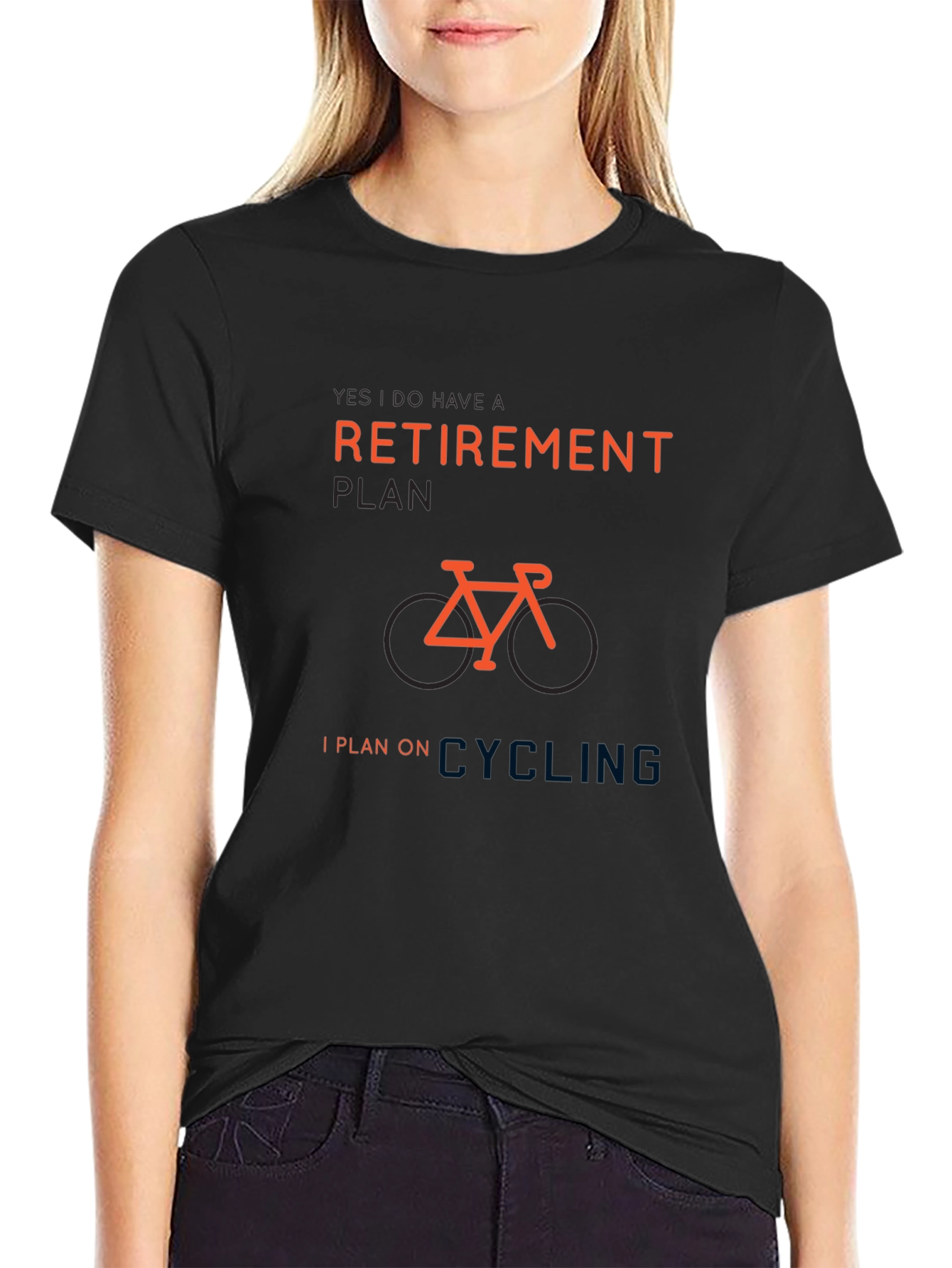 Black Retirement Plan Cycling T-Shirt view 2