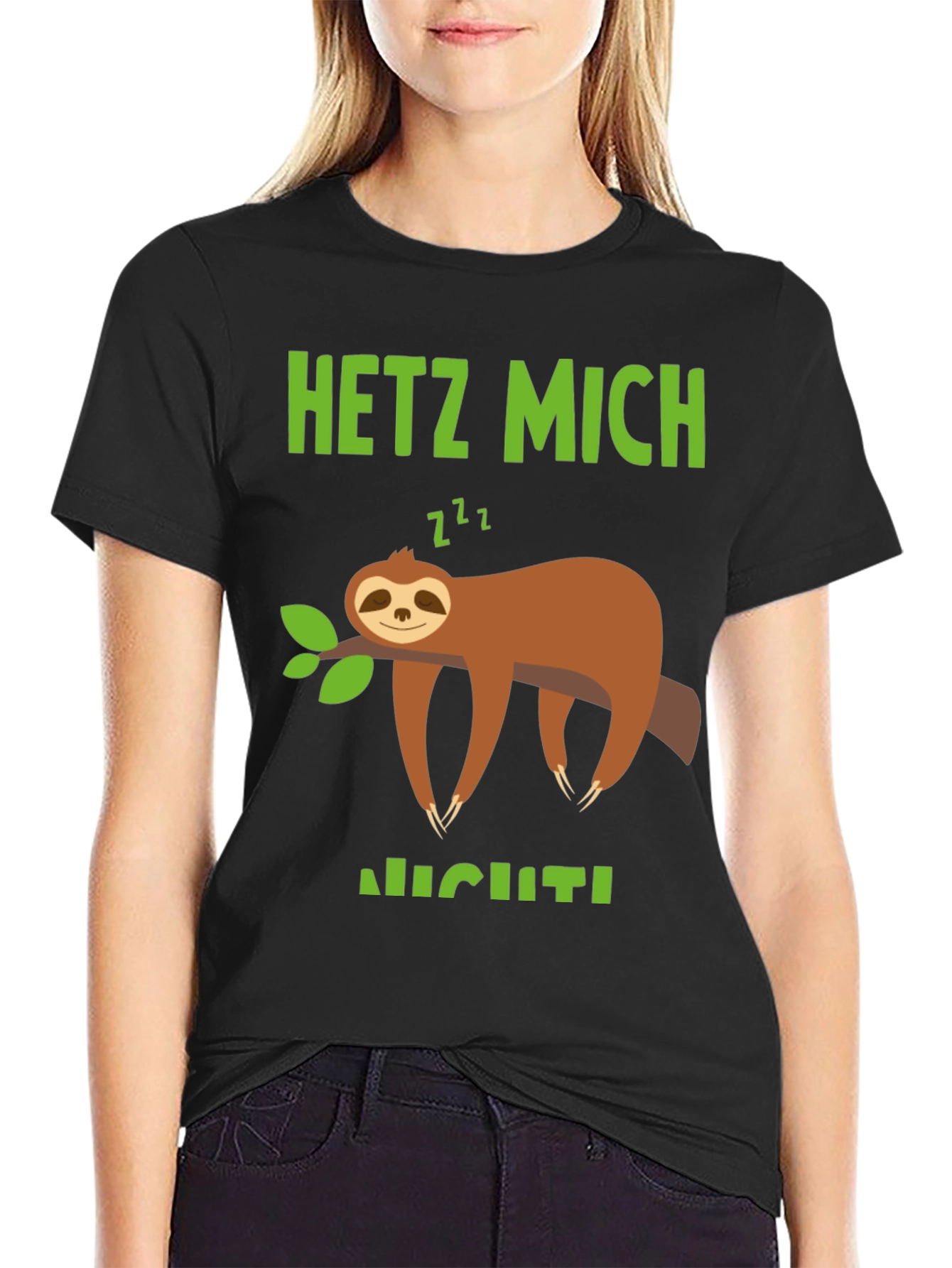 Black Relaxed Sloth Graphic Tee - Hetz Mich Nicht view 2