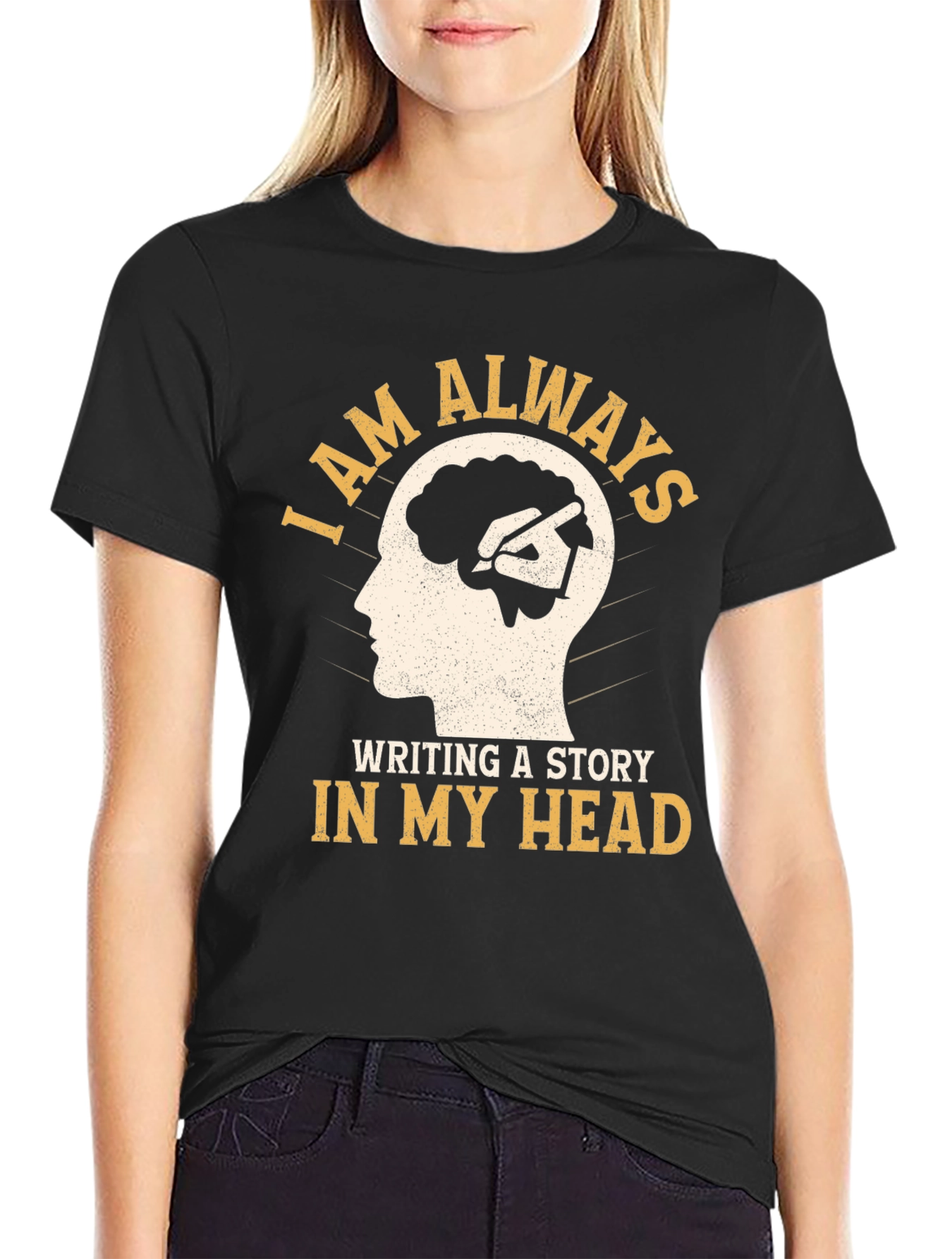 Black Creative Mind T-Shirt - Always Writing a Story view 2
