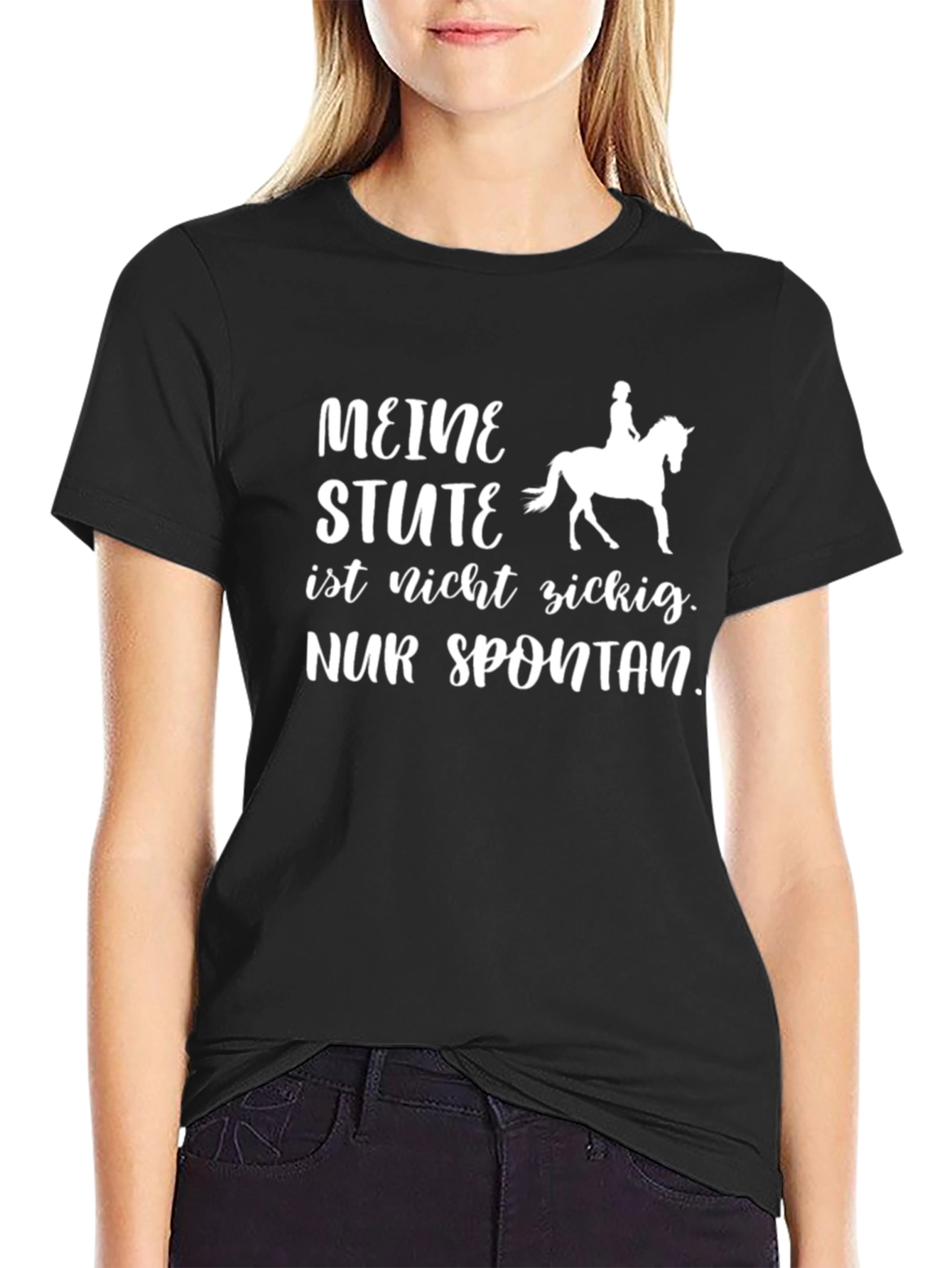 Black Funny Horse Riding T-Shirt - Meine Stute view 2