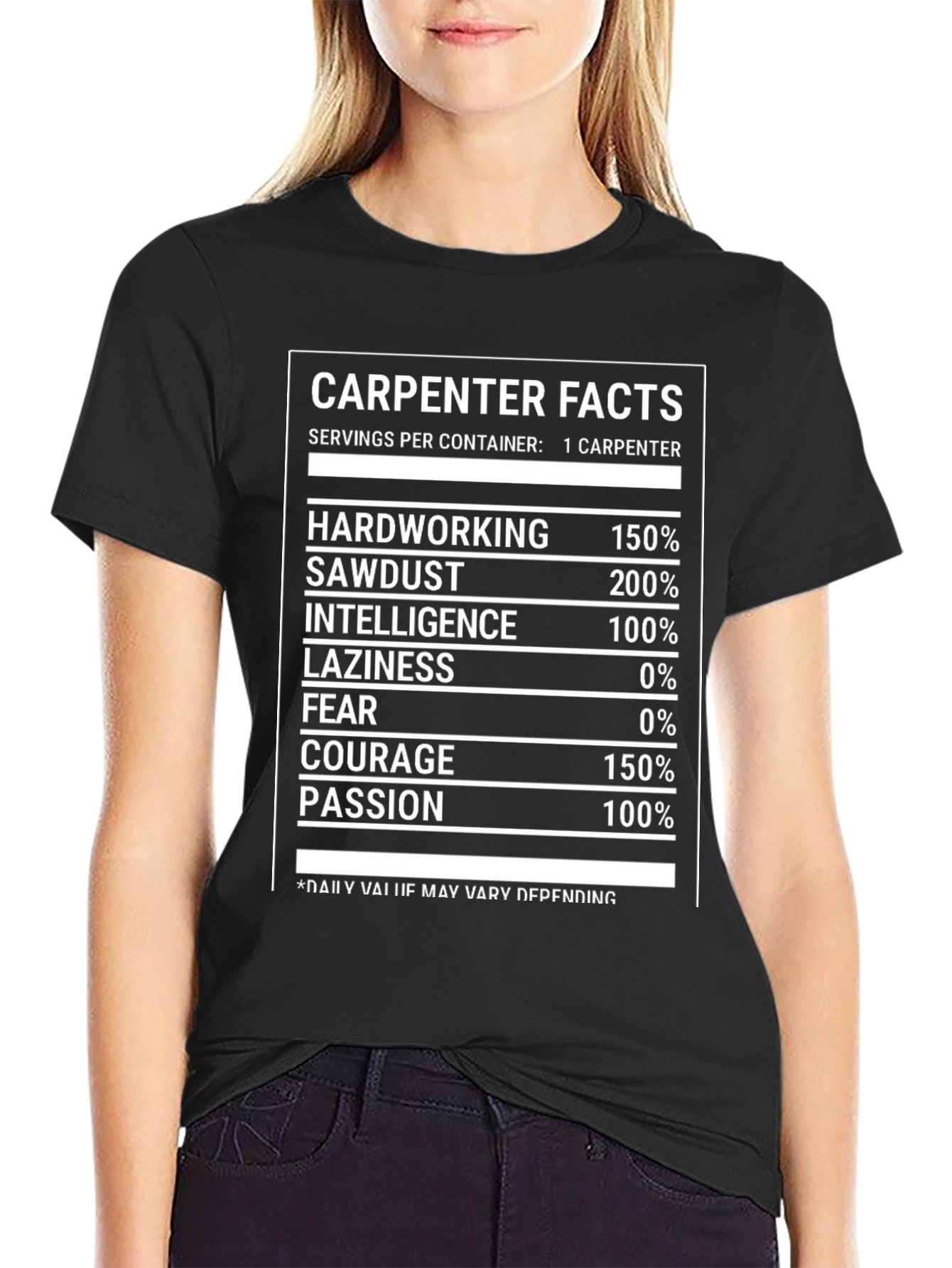 Black Carpenter Facts Novelty Graphic T-Shirt view 2