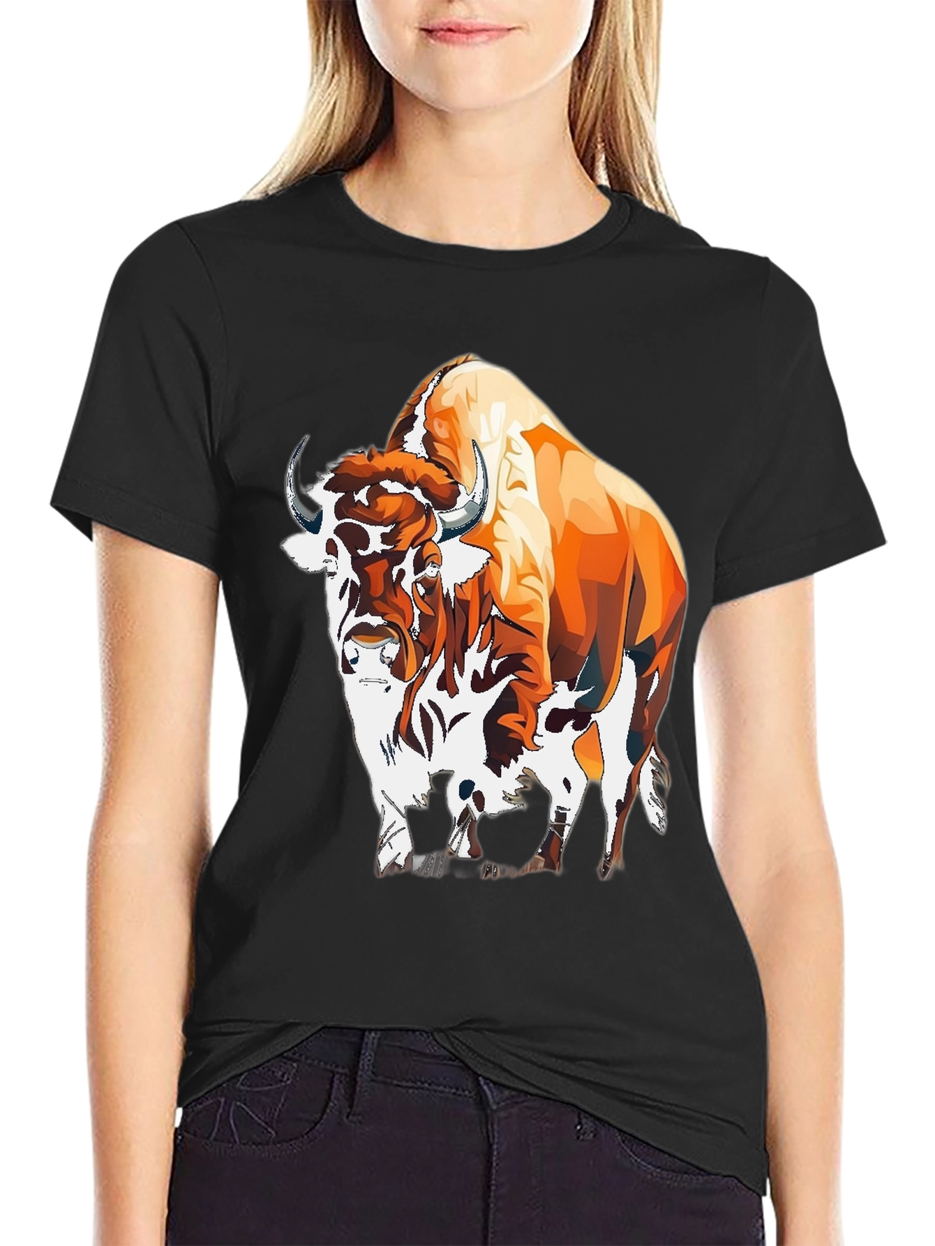 Black Bison Graphic Tee - Bold Animal Print view 2