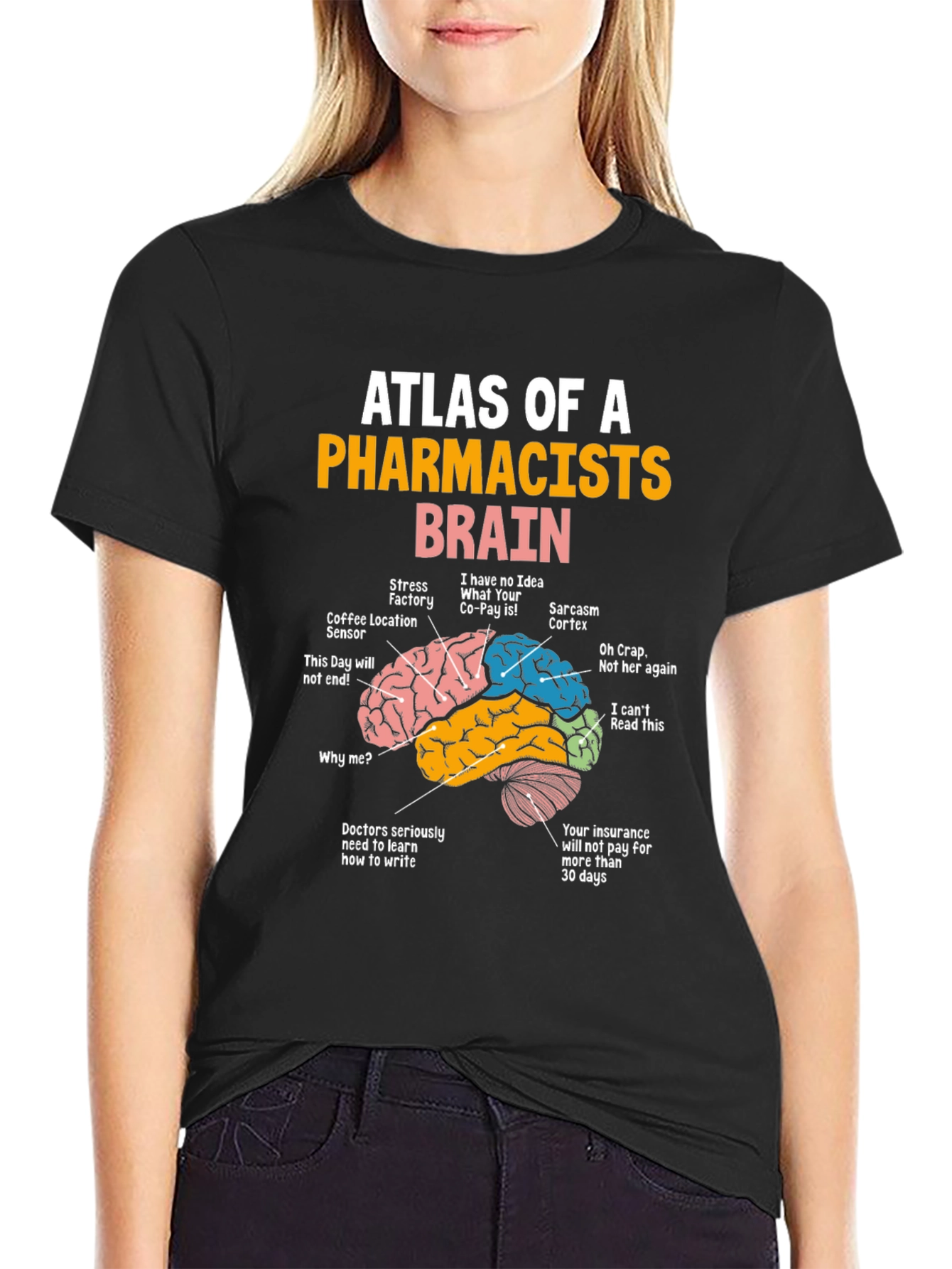 Black Pharmacist Brain Atlas Graphic Tee - Funny Gift view 2