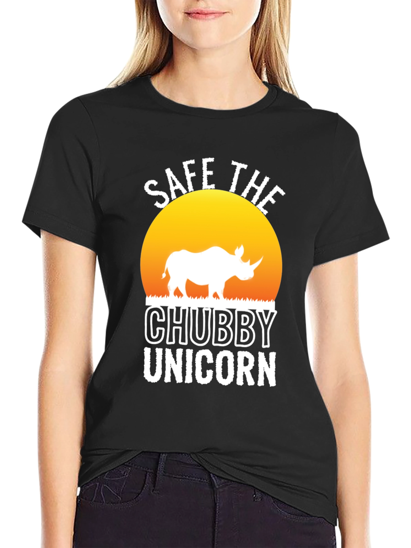Black Save the Chubby Unicorn Black T-Shirt view 2