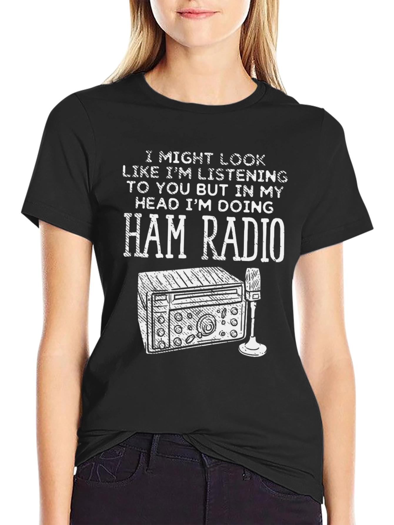 Black Ham Radio Enthusiast T-Shirt view 2