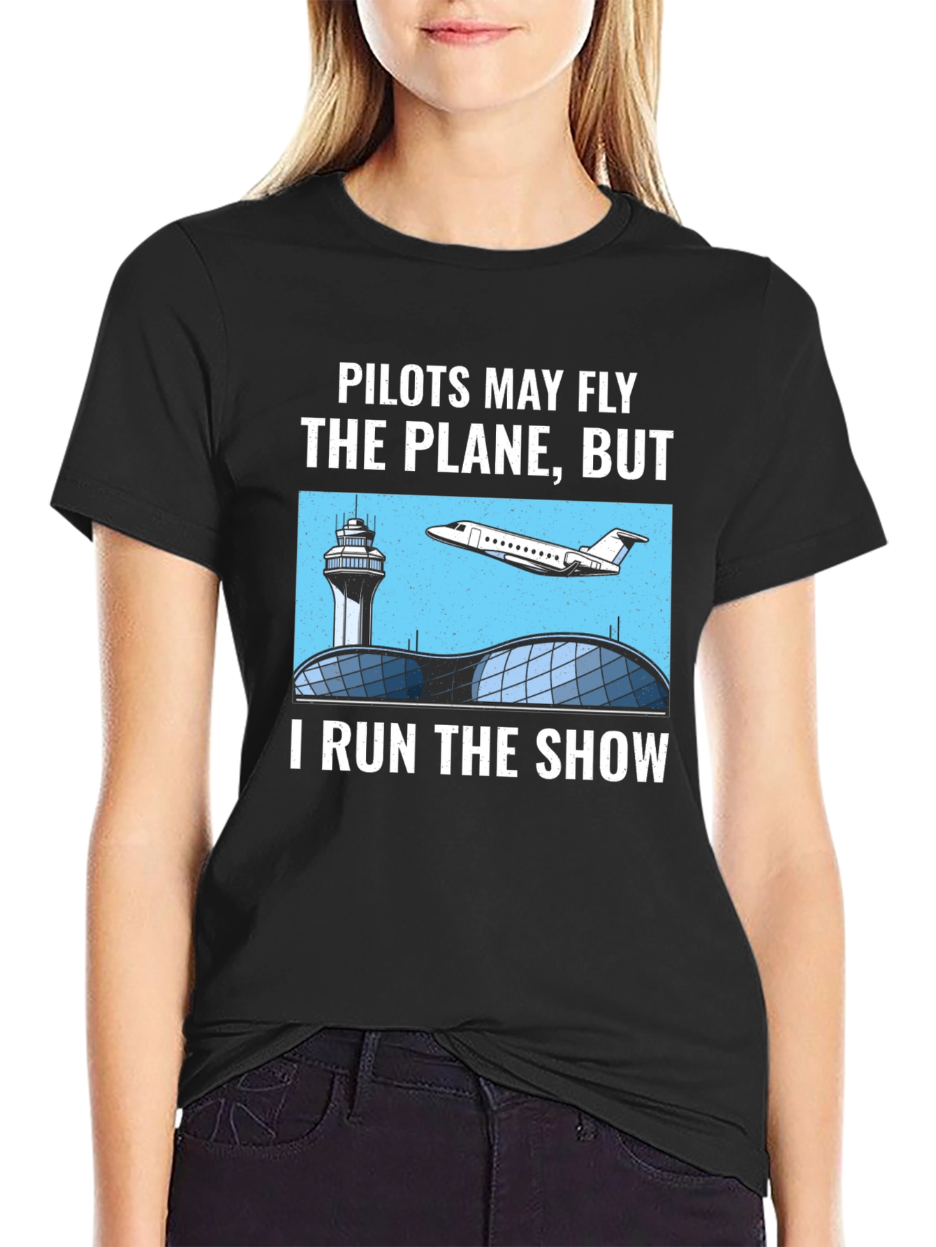 Black Pilots May Fly the Plane T-Shirt - Air Traffic Controller Tee view 2