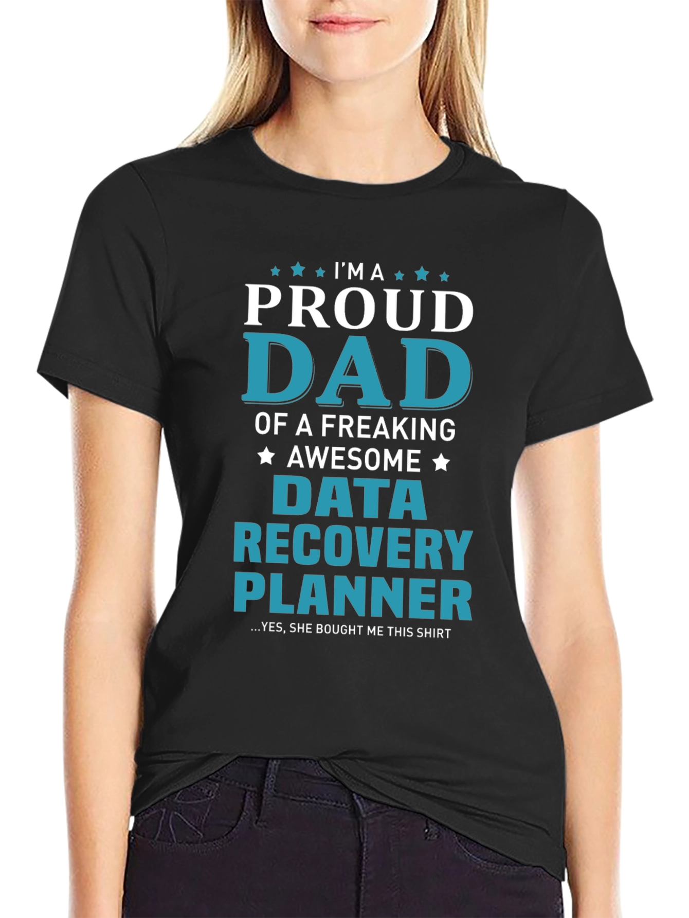 Black Proud Dad Data Recovery Planner Graphic Tee view 2