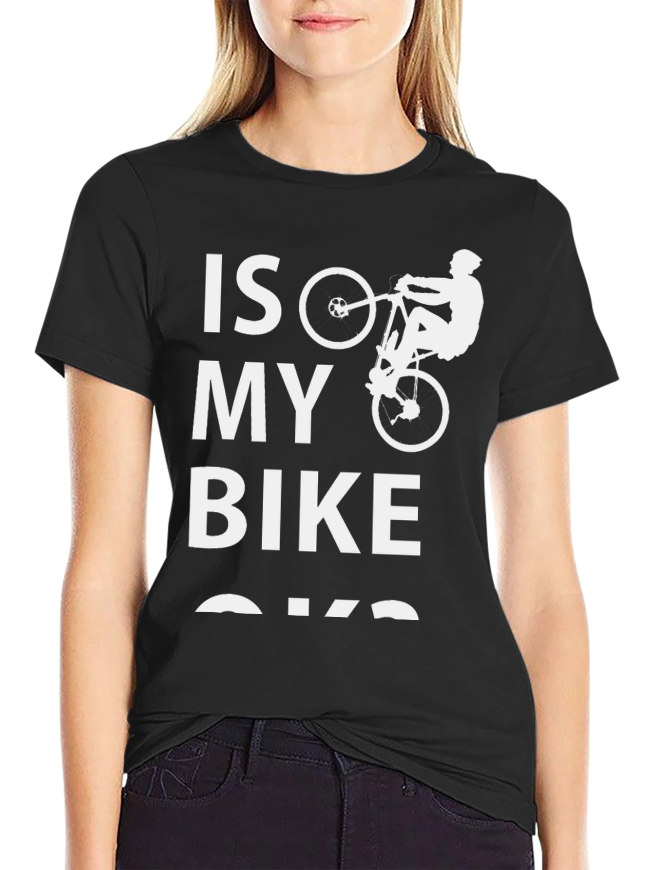 Black Is My Bike OK T-Shirt - Funny Cycling Tee view 2