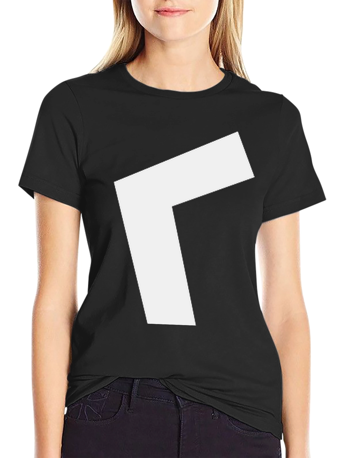 Black Modern Black T-Shirt with White Arrow Design view 2