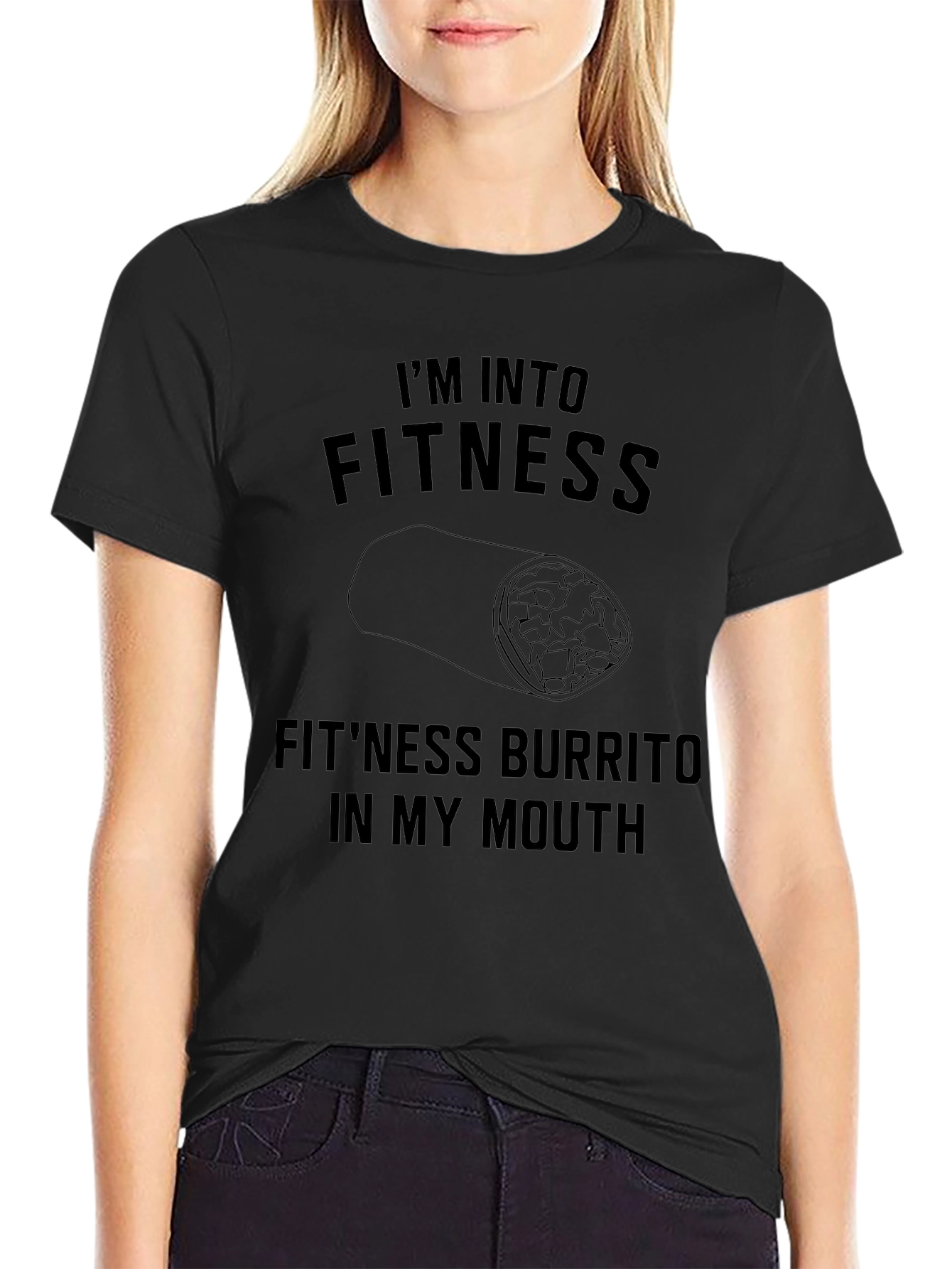 Black Fitness Burrito Graphic T-Shirt view 2