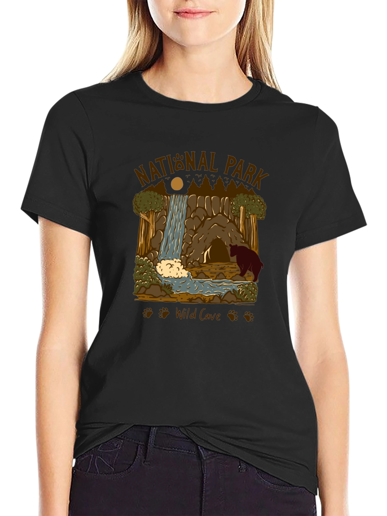 Black National Park Wild Cave Black T-Shirt view 2