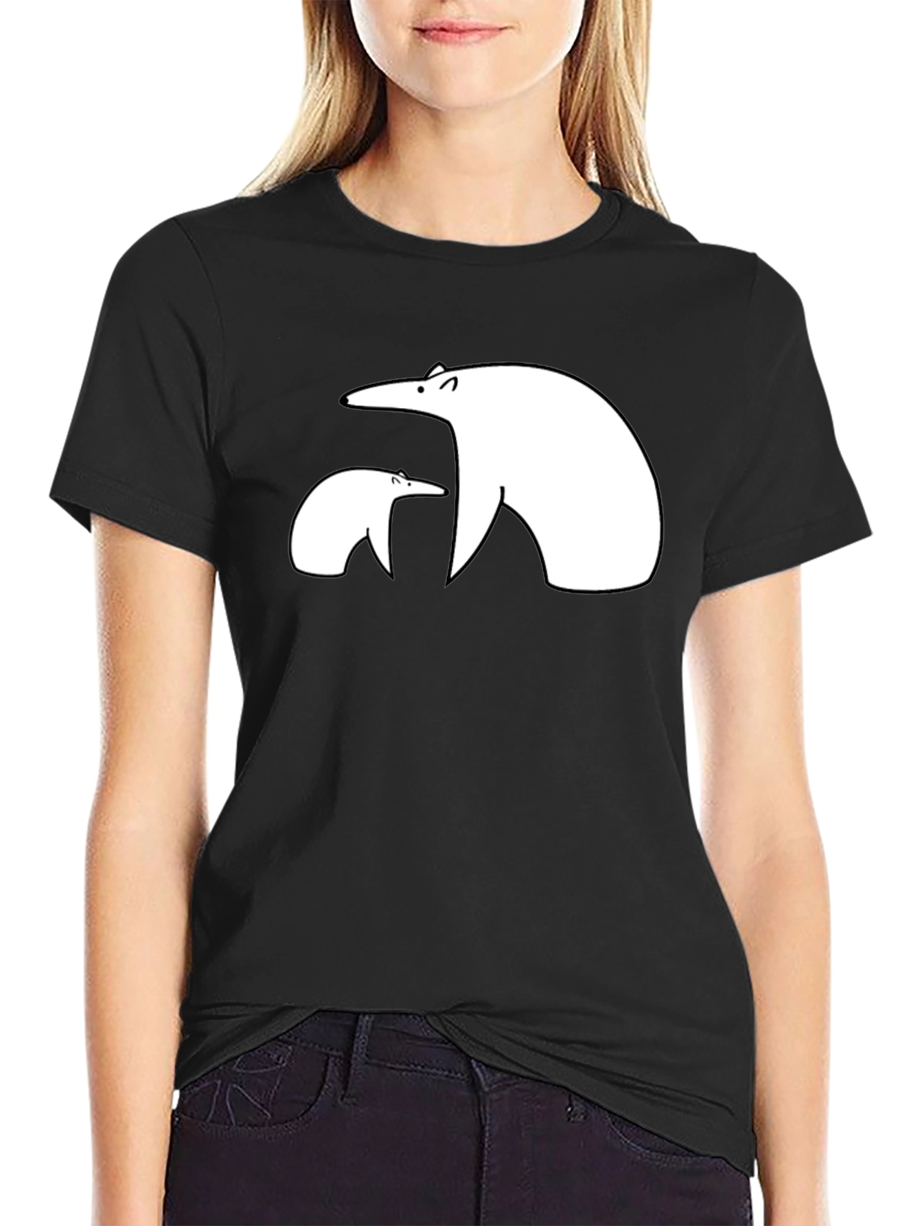 Black Polar Bear Graphic Tee - Black Casual Shirt view 2