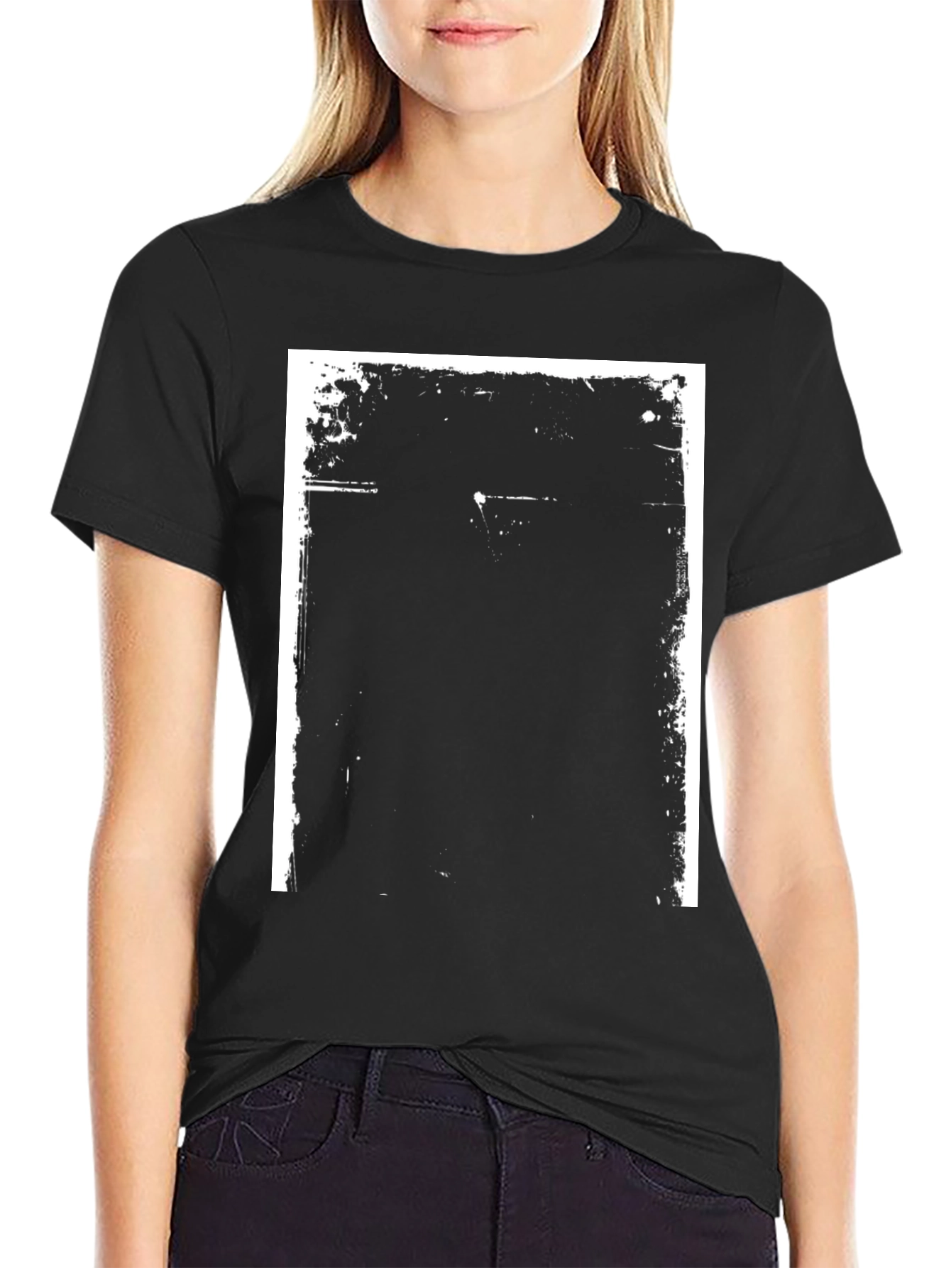 Black Distressed Graphic Print Black T-Shirt view 2
