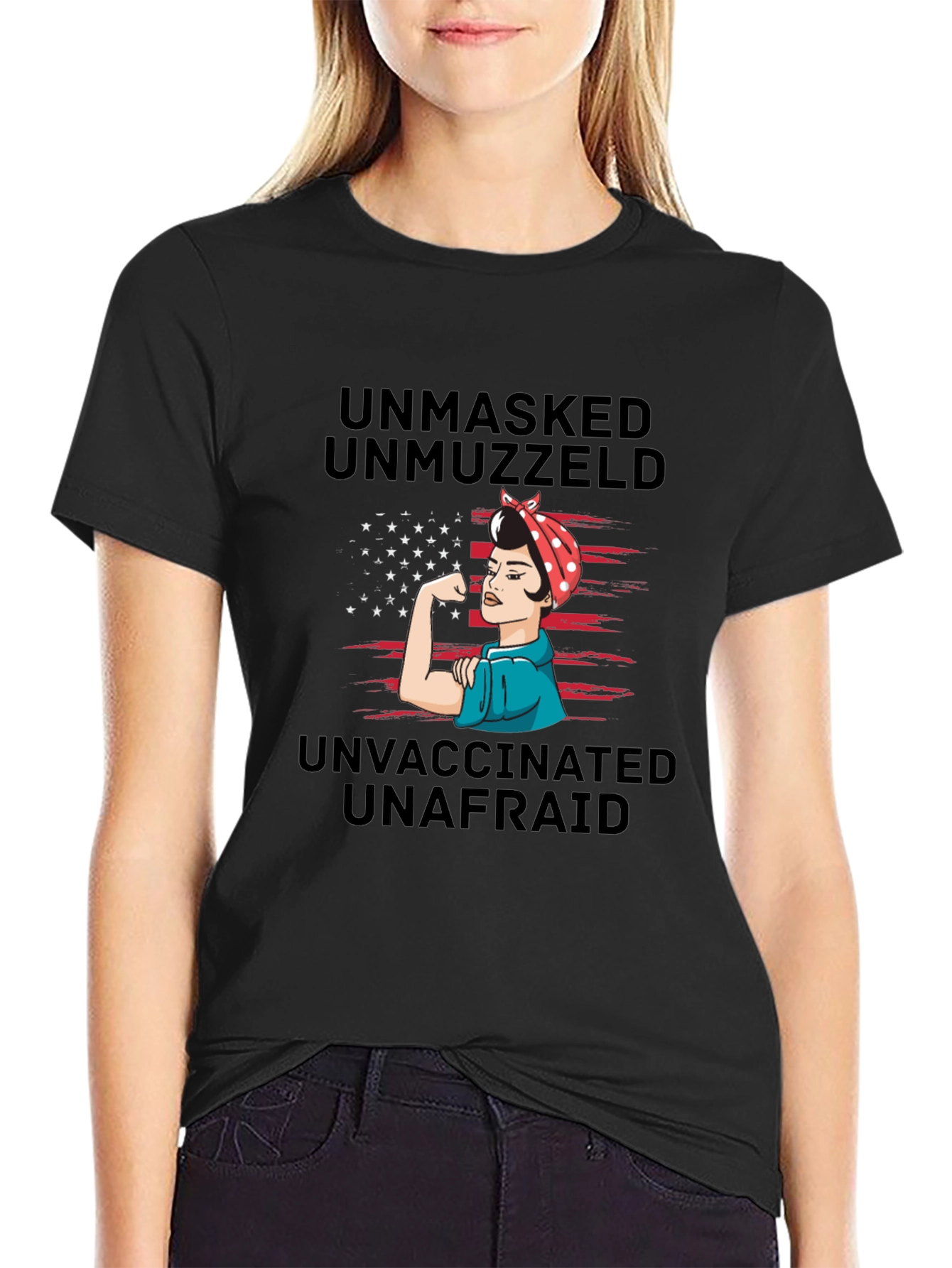 Black Unmasked Unmuzzled Unafraid Graphic Tee view 2