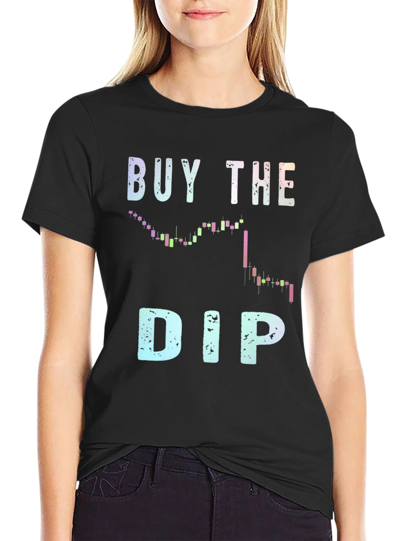 Black Buy the Dip T-Shirt - Crypto Investor Apparel view 2