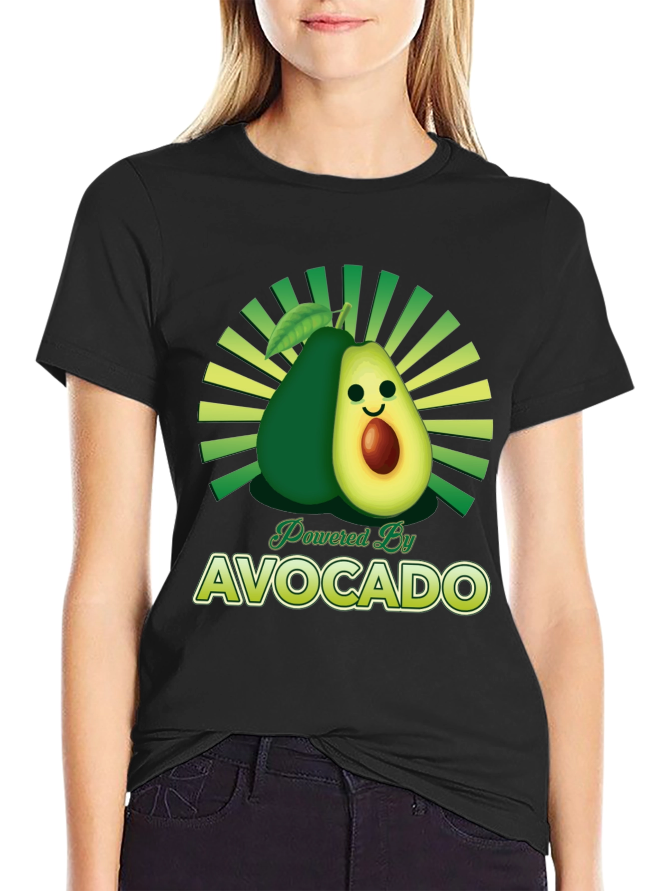 Black Powered by Avocado Graphic T-Shirt view 2