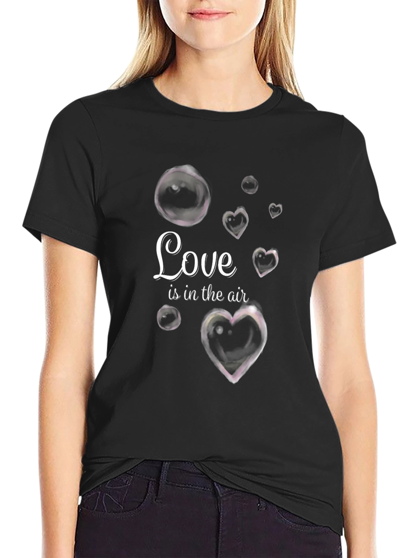 Black Love is in the Air T-Shirt - Romantic Heart Design view 2