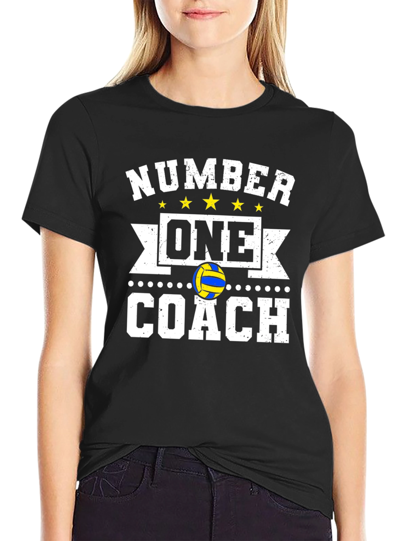 Black Number One Coach Volleyball T-Shirt view 2