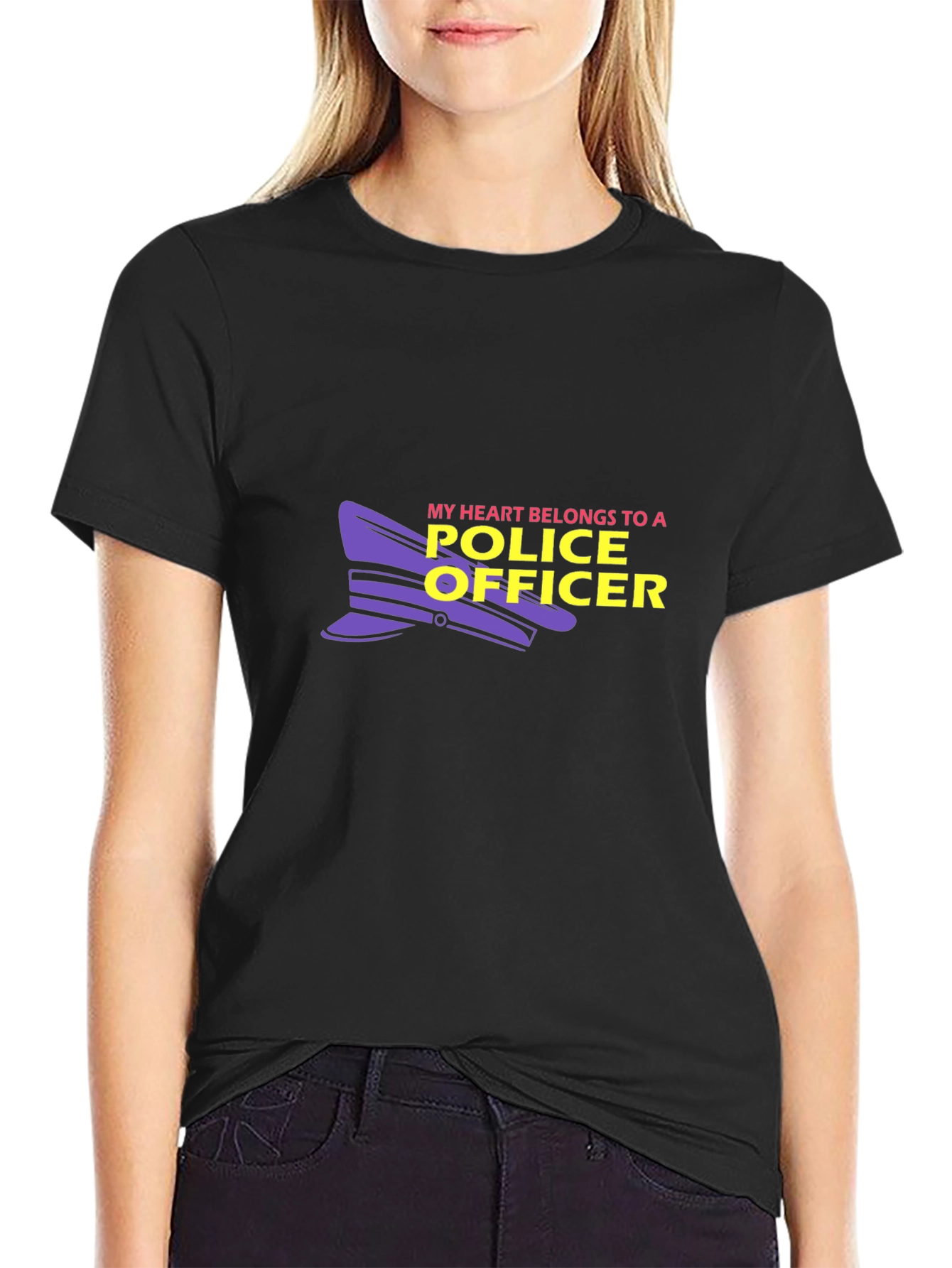 Police Officer T-Shirt - My Heart Belongs To A Police Officer - 2