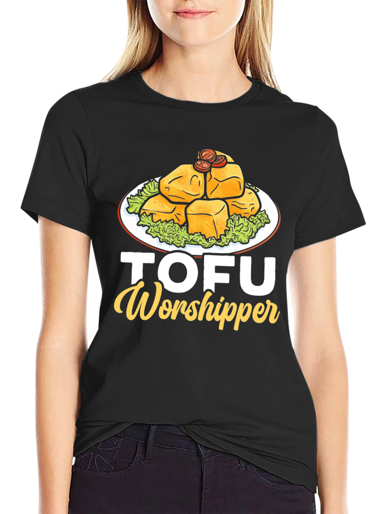 Black Tofu Worshipper Graphic T-Shirt - Vegan Friendly Apparel view 2