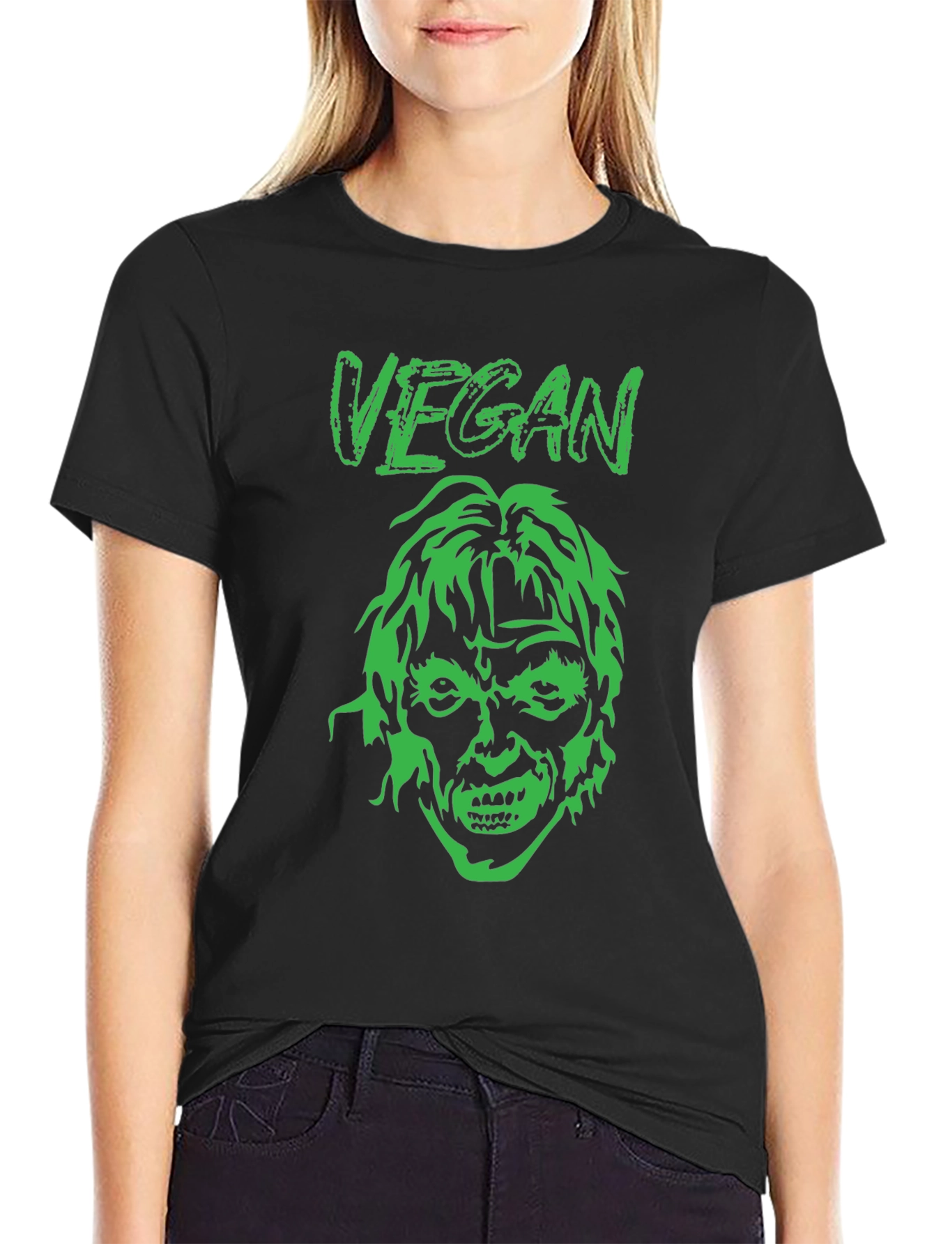 Black Vegan Zombie Graphic Tee - Black view 2