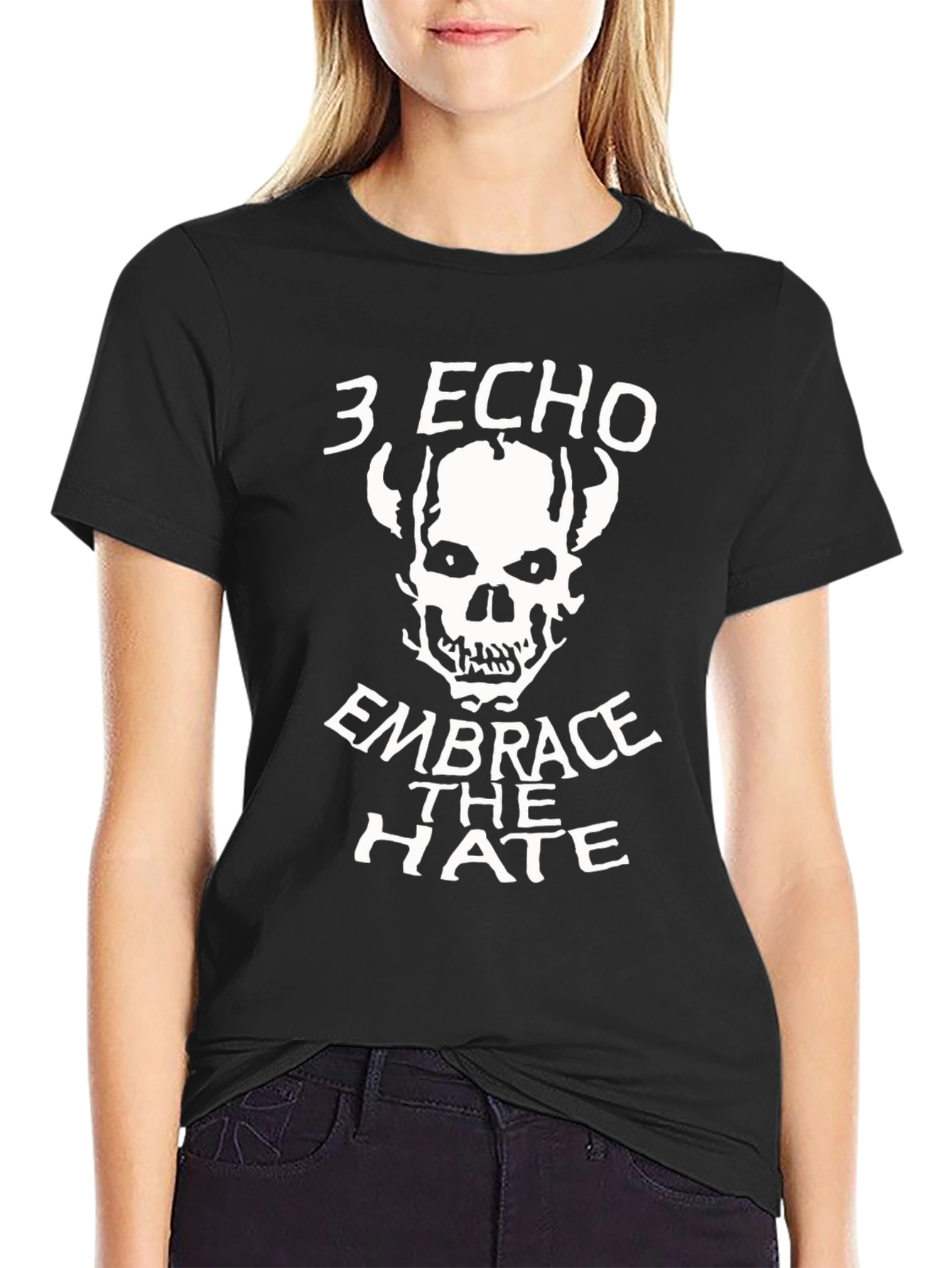 Black 3 Echo Embrace The Hate Black Graphic T-Shirt view 2