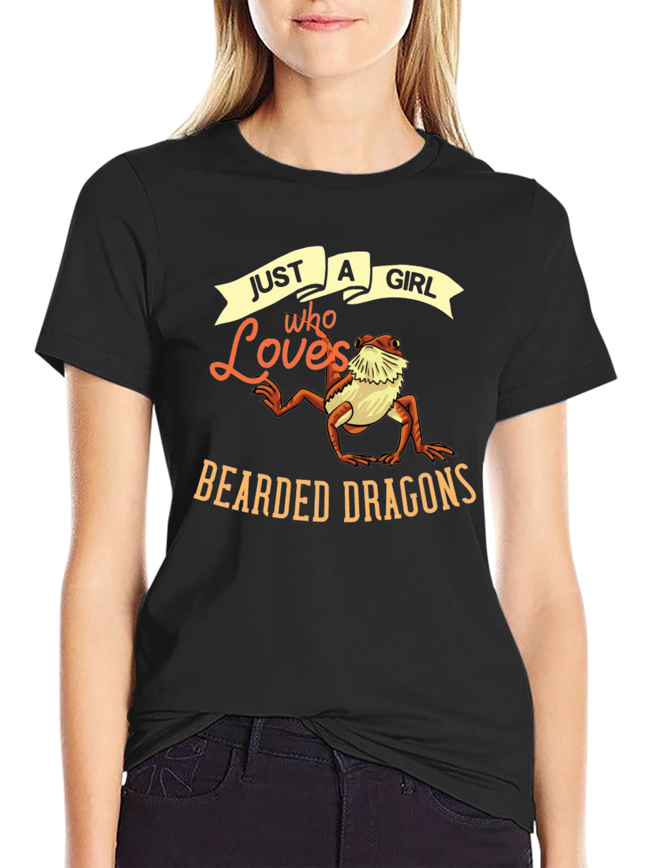 Black Just A Girl Who Loves Bearded Dragons T-Shirt view 2