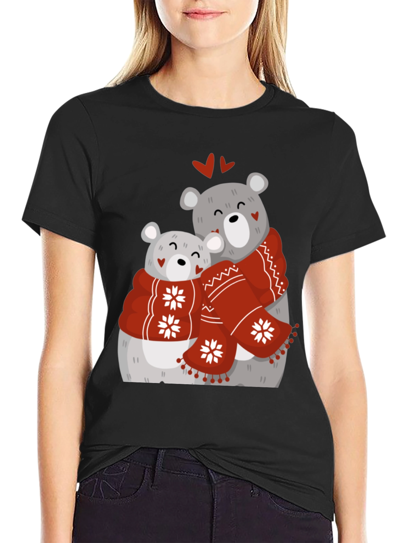 Black Bear Hug Graphic T-Shirt view 2