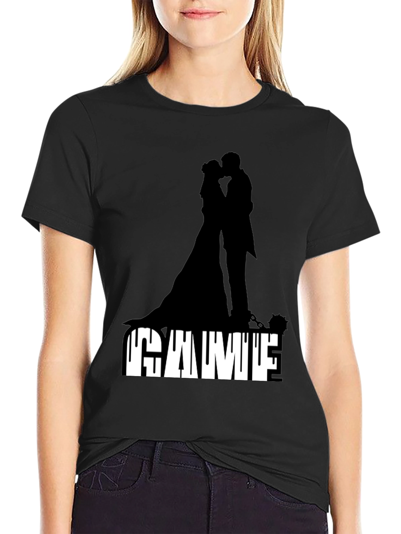 Black Gamufe Wedding Silhouette Graphic Tee - Black view 2