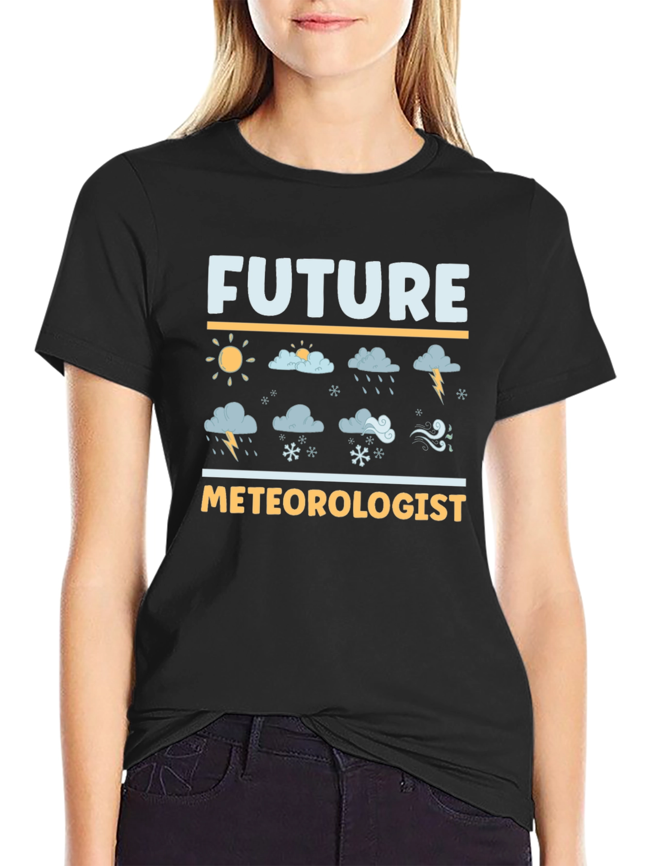 Black Future Meteorologist Graphic T-Shirt view 2
