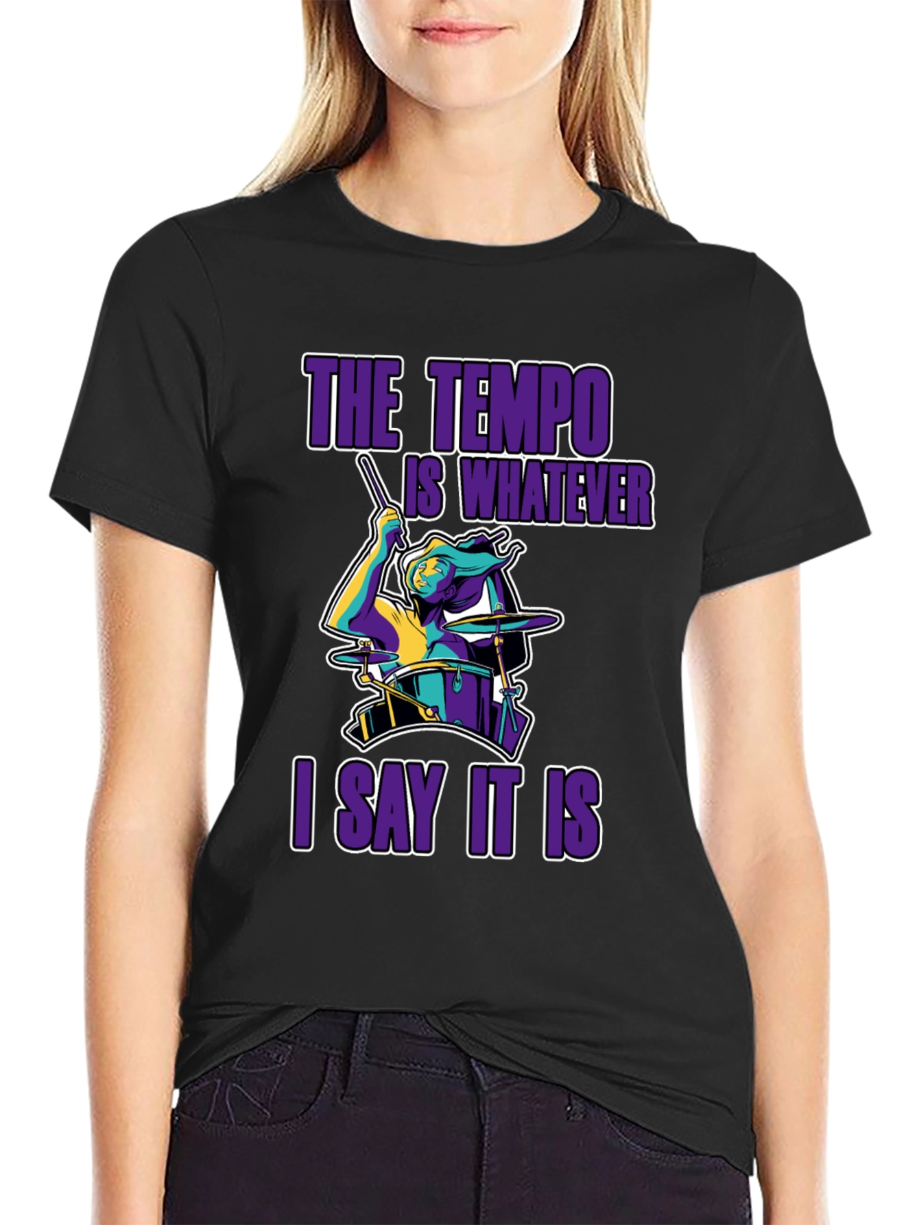 Black The Tempo Is Whatever I Say It Is T-Shirt view 2