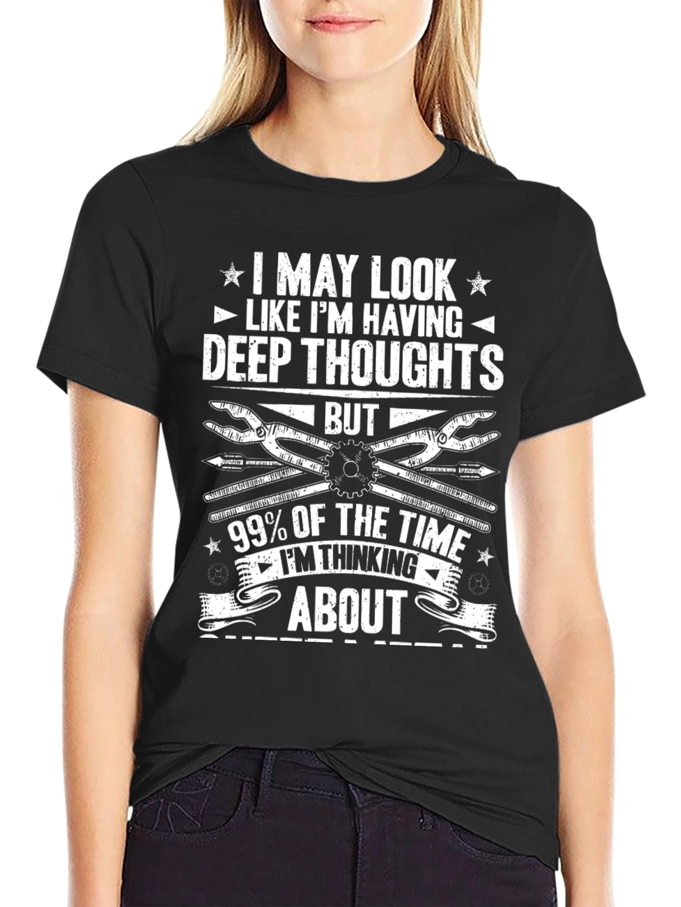Black Deep Thoughts T-Shirt - Funny Mechanic Tee view 2