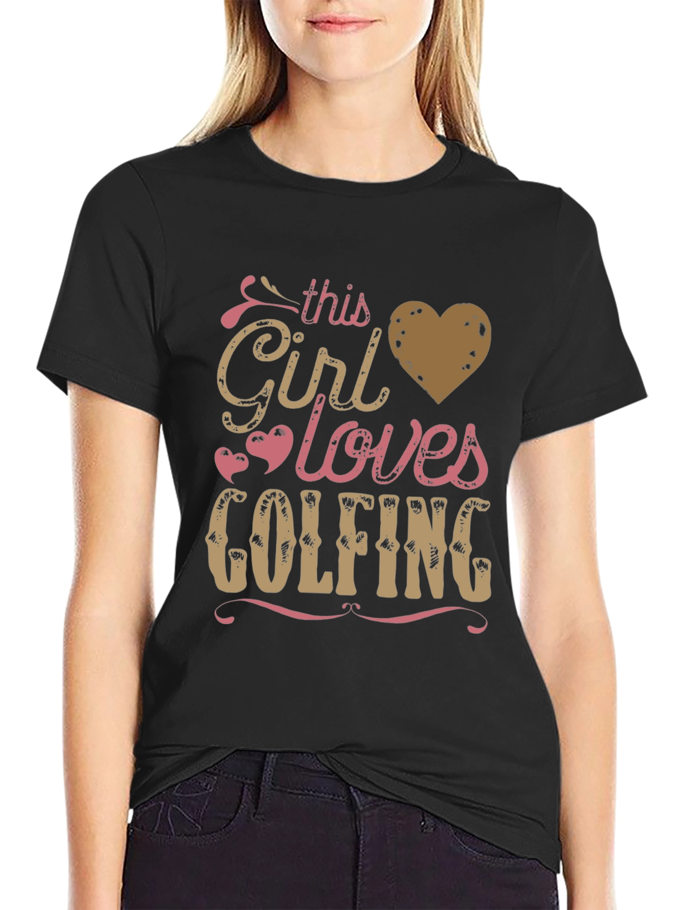 Black This Girl Loves Golfing Tee - Black view 2