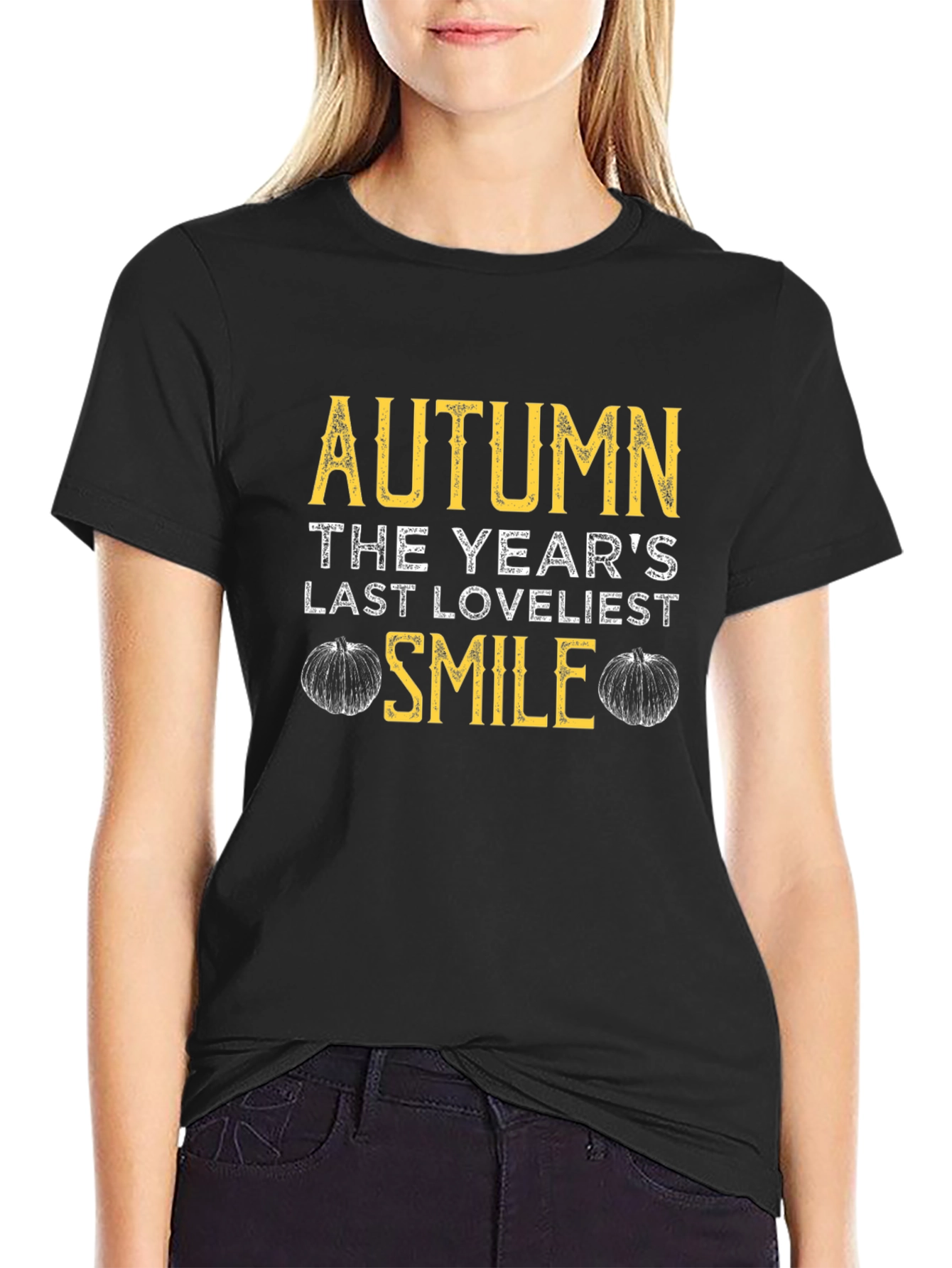 Black Autumn's Last Loveliest Smile Graphic Tee view 2