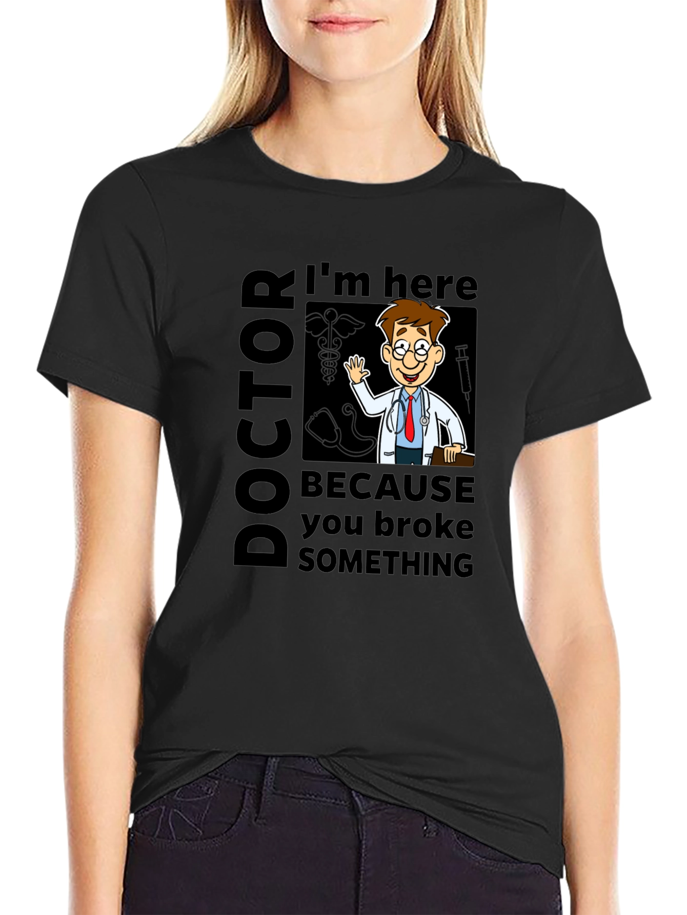 Black Doctor Cartoon Graphic Tee view 2