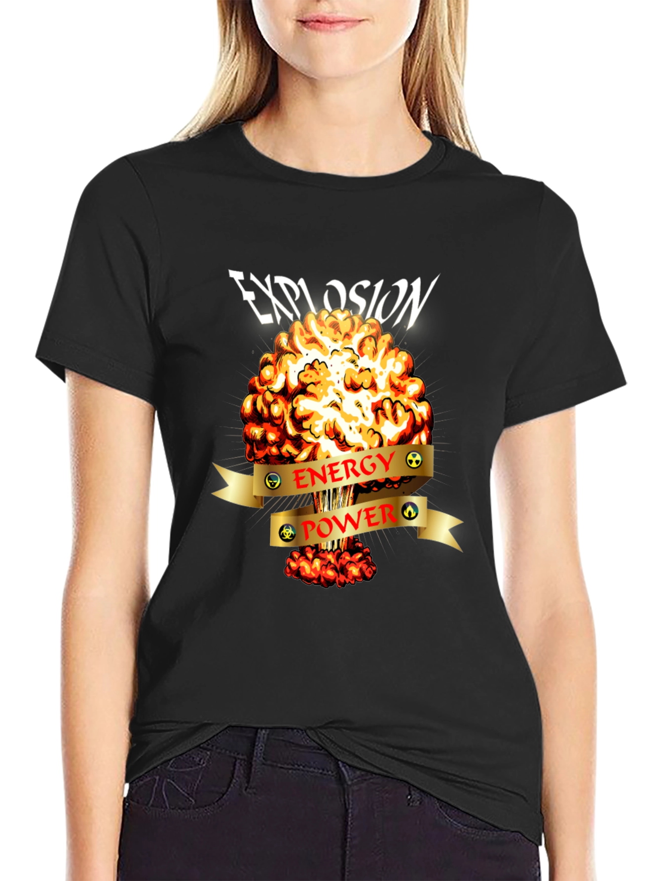 Black Explosion Energy Power Graphic Tee view 2