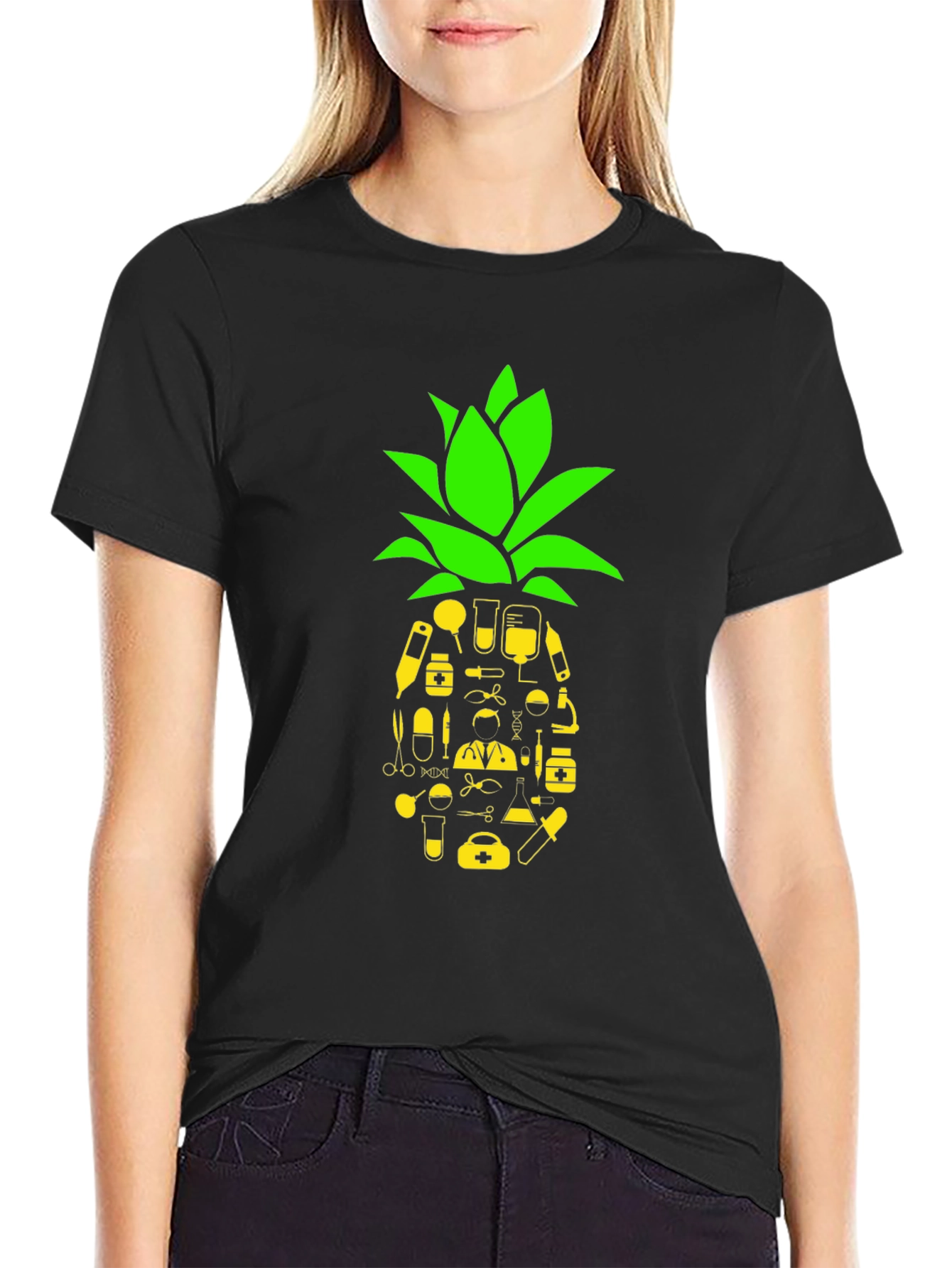 Black Medical Pineapple Graphic Tee view 2