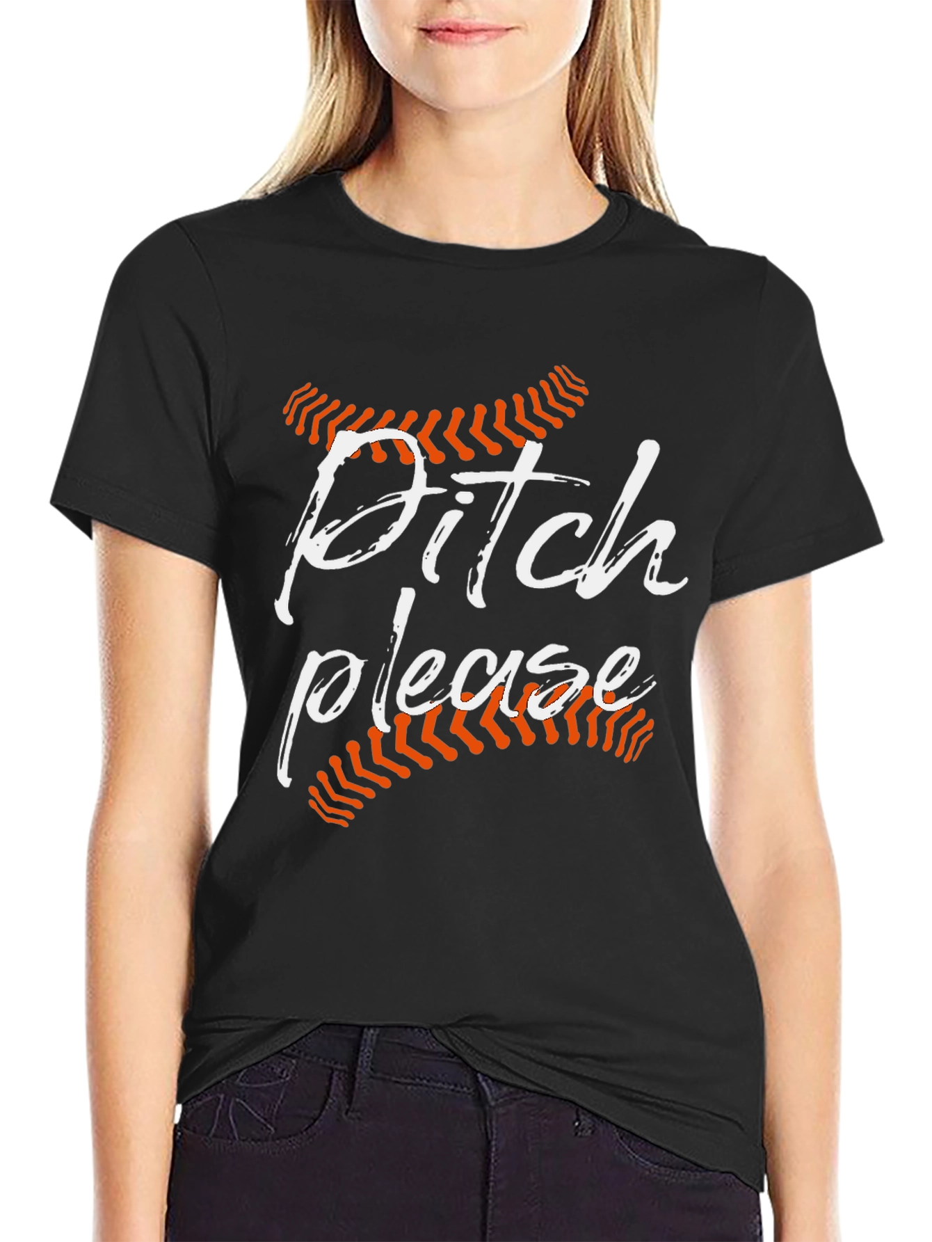 Black Pitch Please Baseball Graphic Tee - Funny Sports T-Shirt view 2