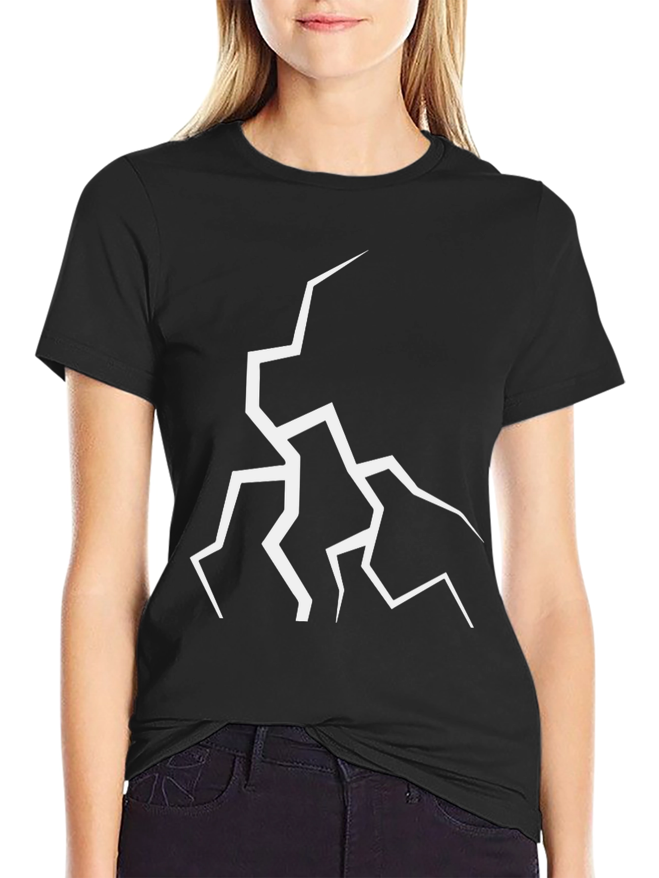Black Cracked Design Black T-Shirt - Modern Graphic Tee view 2