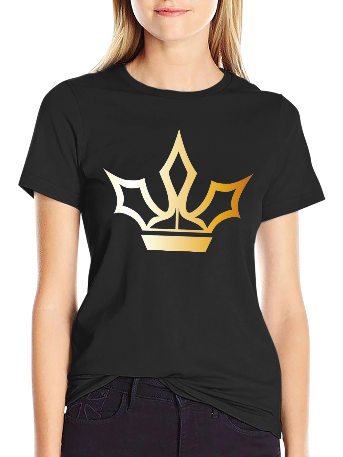 Black Golden Crown Graphic Black T-Shirt view 2