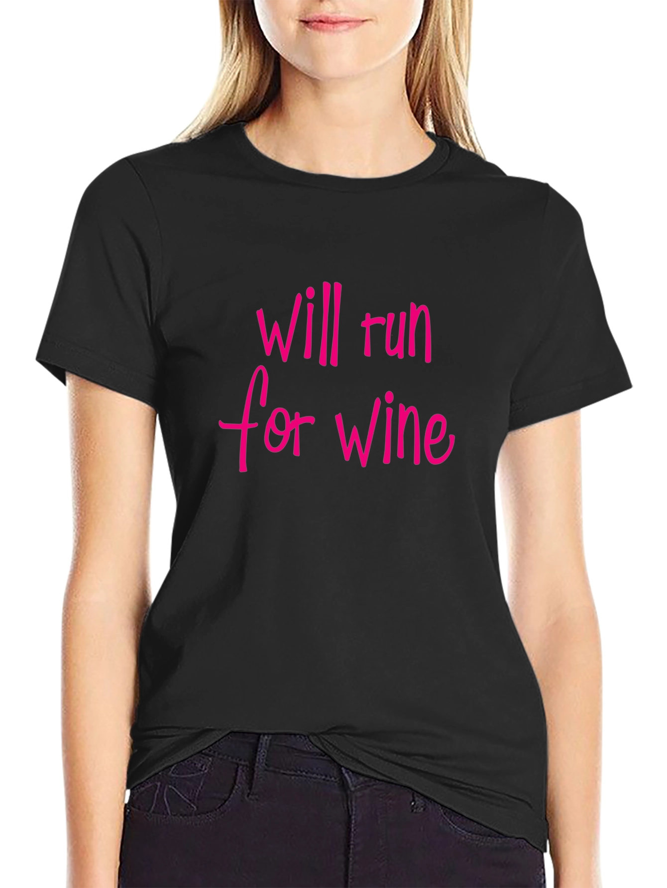 Black Will Run for Wine T-Shirt - Black, Funny Graphic Tee view 2