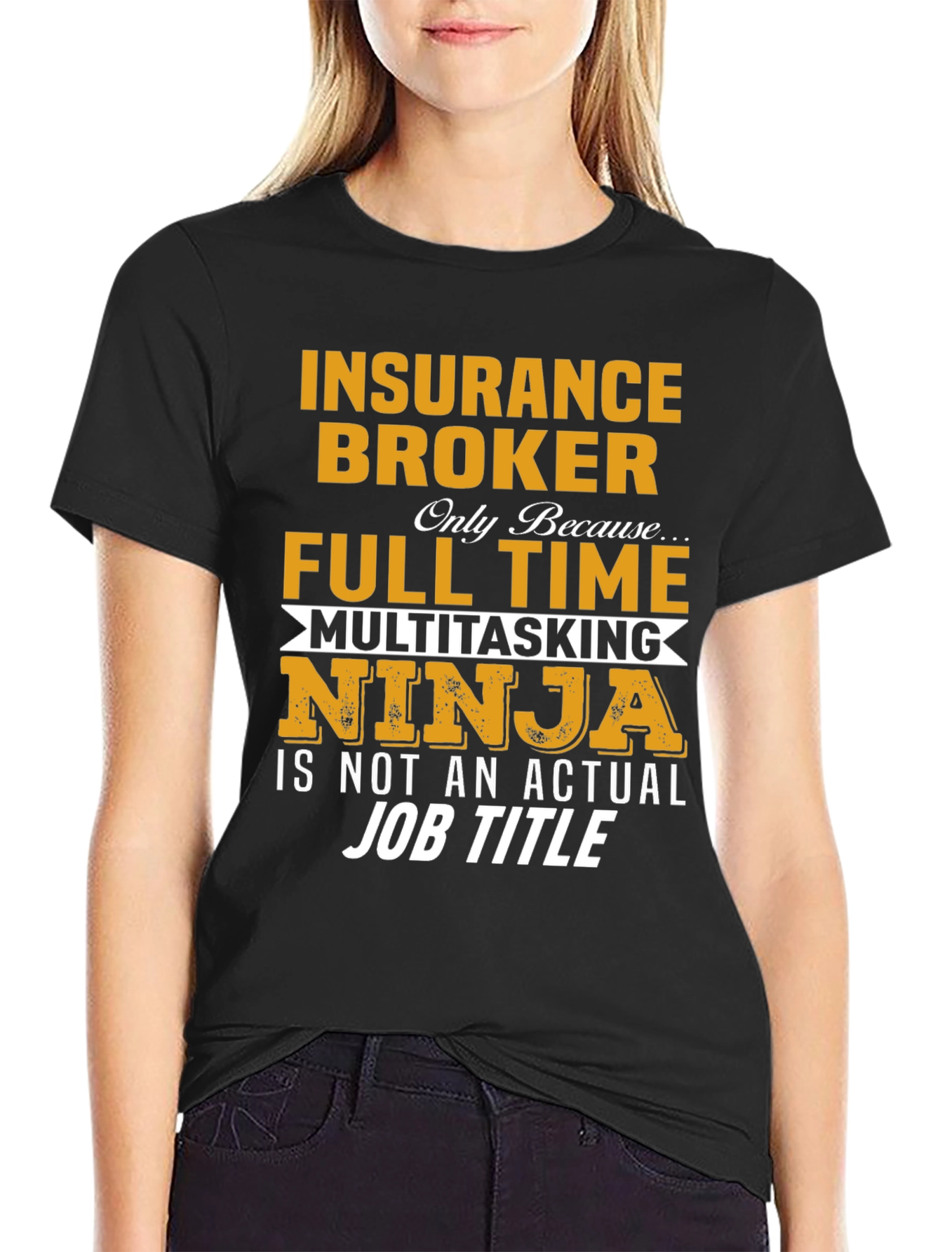 Black Insurance Broker Ninja T-Shirt view 2